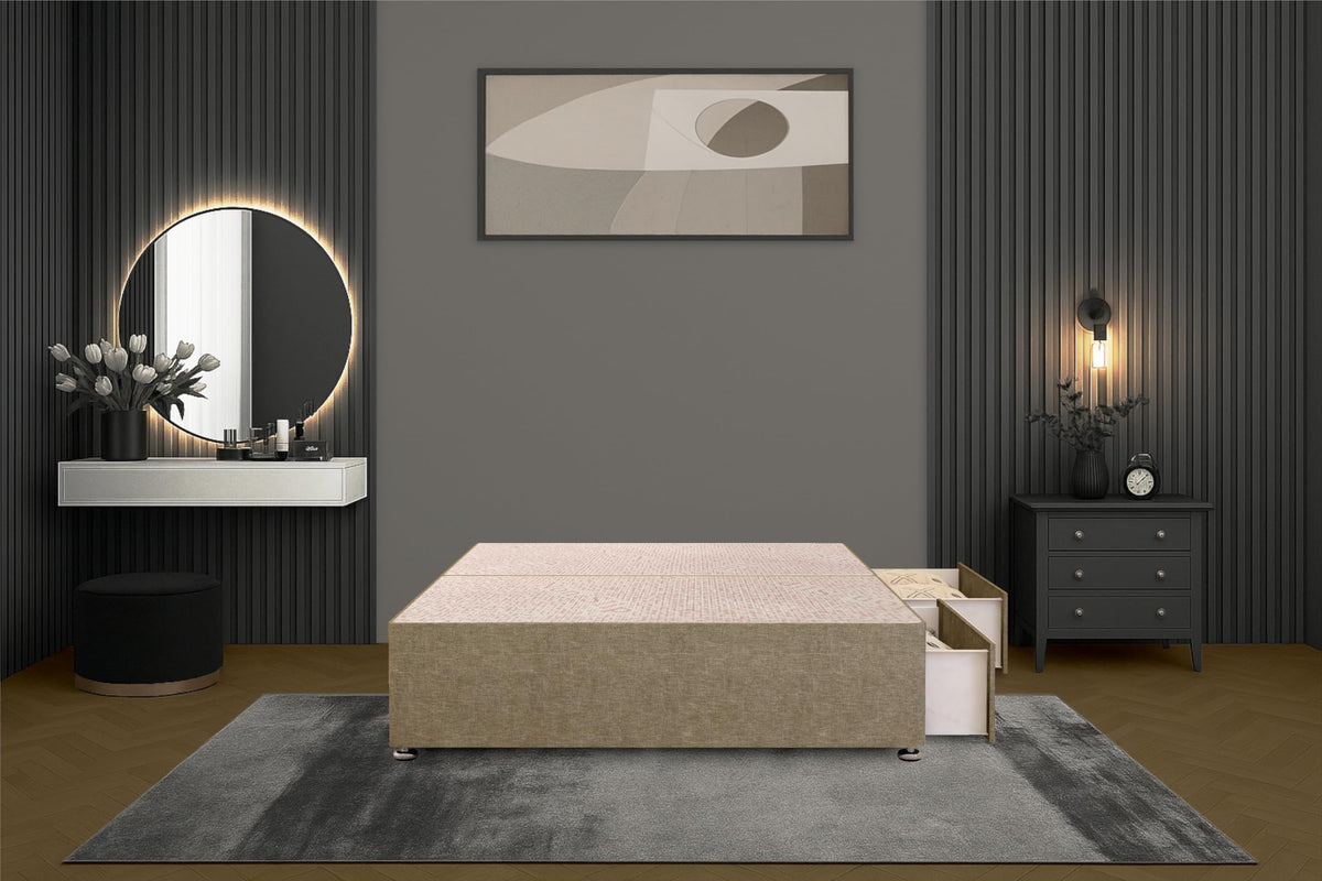 Bed Centre Flexby Divan Bed Base, 3FT Single, Linen Wheat Fabric