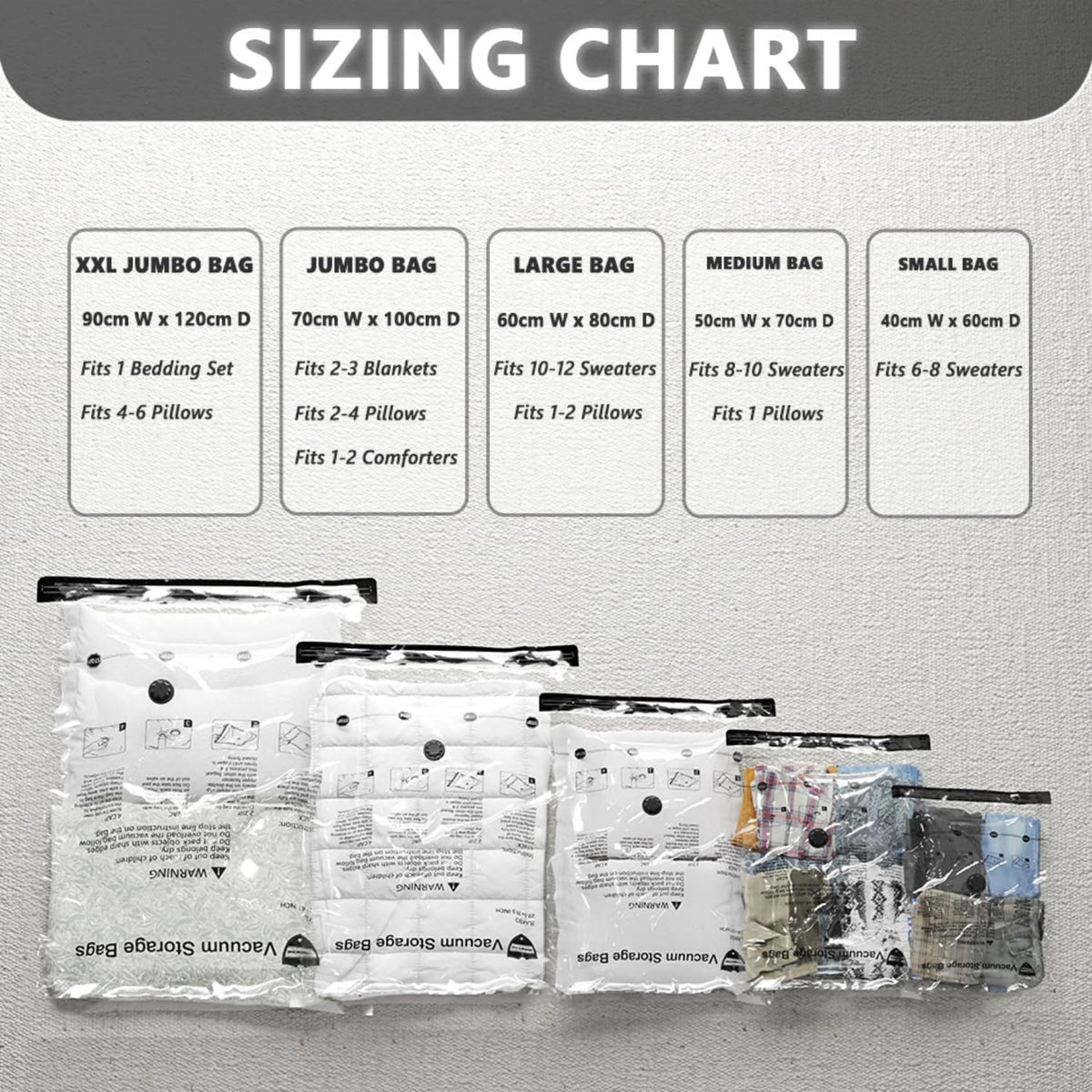 Vacuum Storage Bags with Electric Pump 8 Combo, (2 Jumbo, 2 Large, 2 Medium, 2 Small) Travel Compression Seal Space Saver Bags for Clothes, Duvets