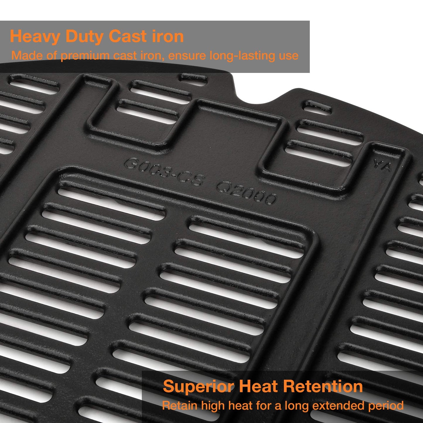 onlyfire Cast Iron Cooking Grate for Weber Q2000, Q2200, Q2400 Series Gas Grill - Replacement Parts for Weber 7645