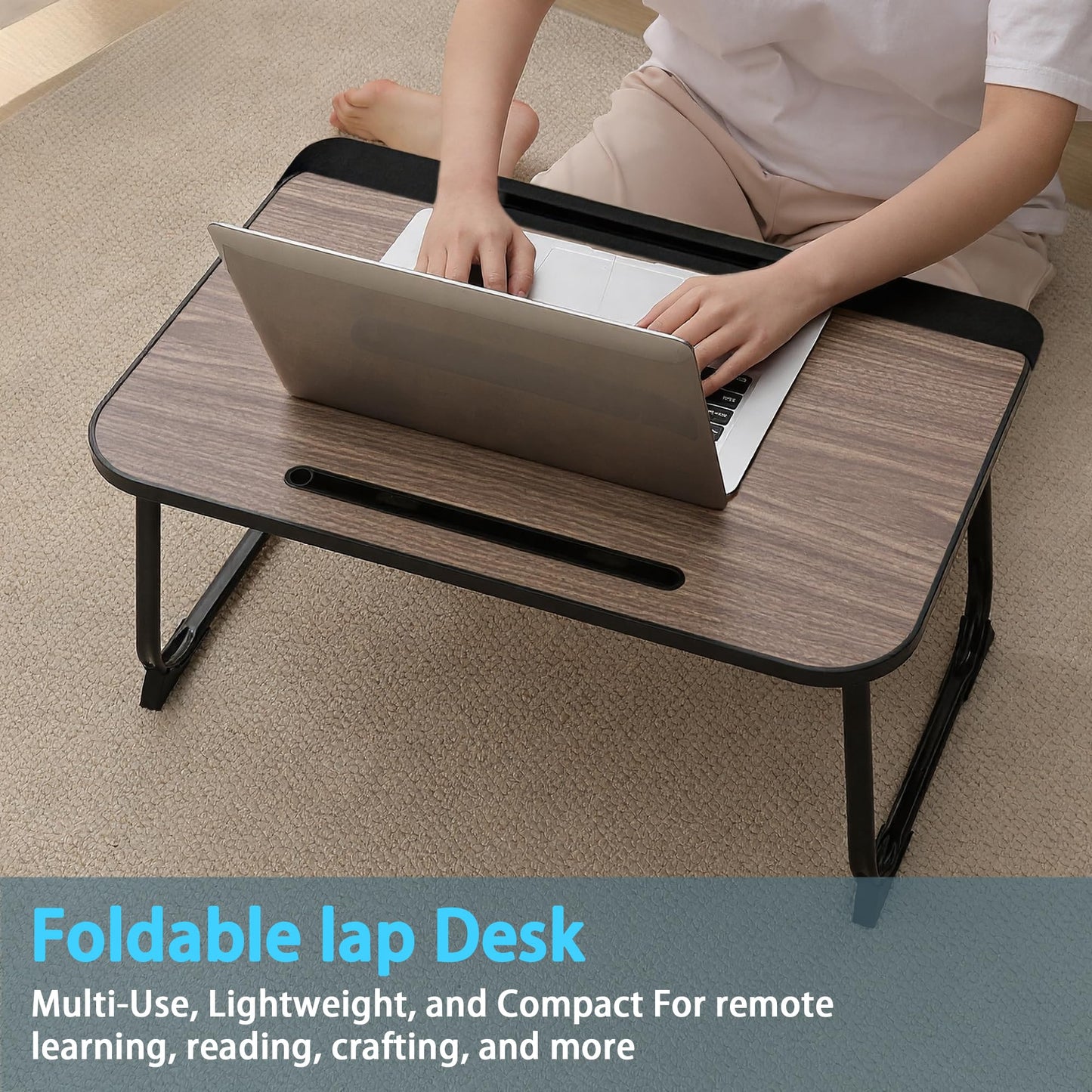 Laptop Bed Desk,Lap Desk for Breakfast in Bed, Work and Study, Home Office, Laptop Stand for Sofa、Couch、Bed, (60x40 Brown)