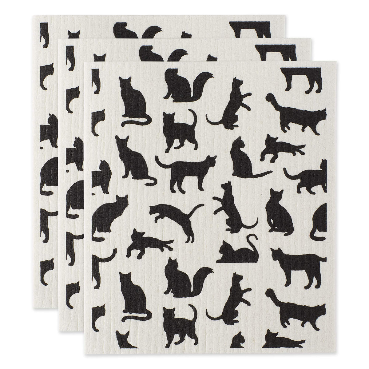 DII Reusable, Machine Washable & Dishwasher Safe, Biodegradable, Cotton, Cats, 7.75 x 6.75
