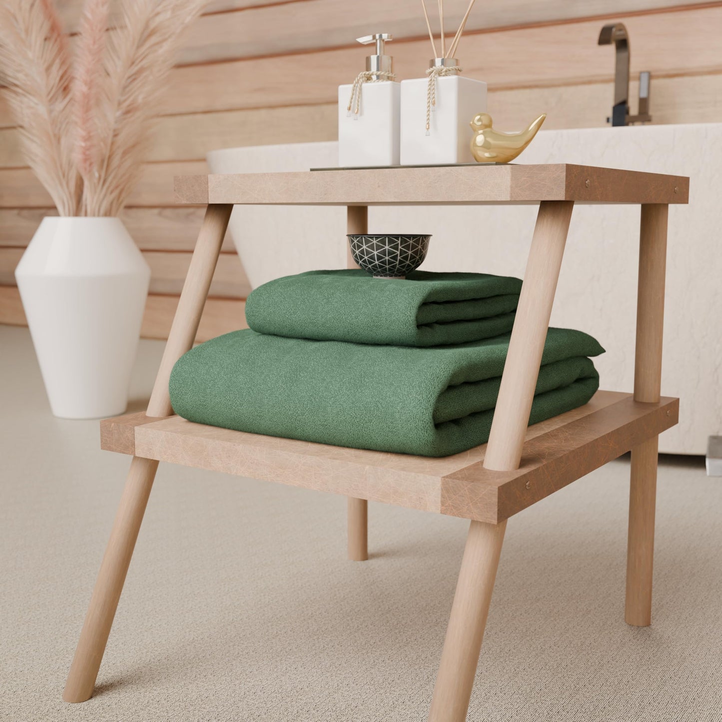 PETTI Artigiani Italiani - 100% Cotton Terry Bath Towels, 2+2 Towel Set, 4 Pieces 2 Face Towels and 2 Hand Towels, Sage Green Towels
