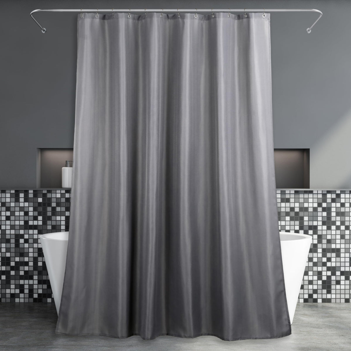 Grey Shower Curtain for Bathroom: Water Repellent Quick Dry - 200Lx183W