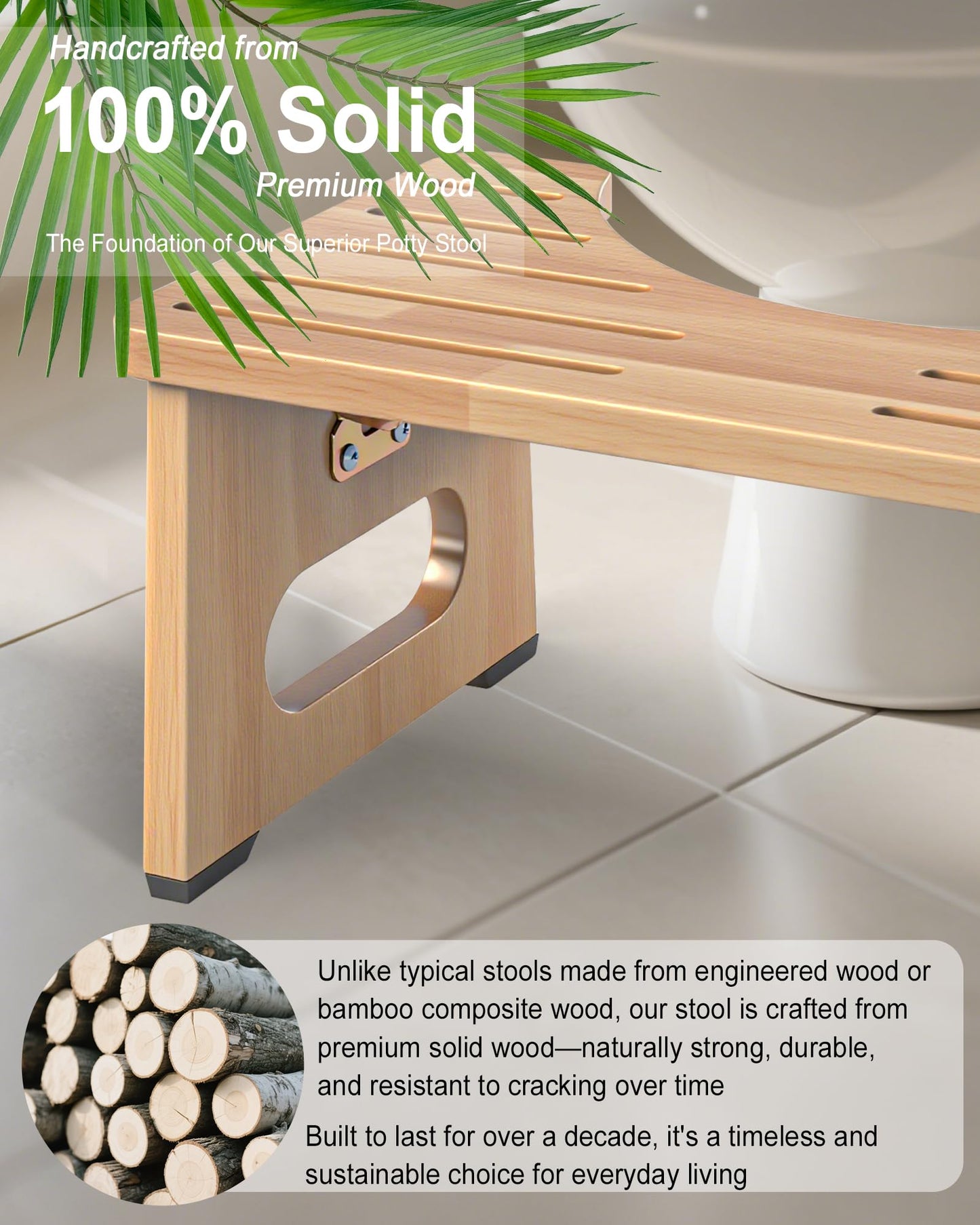 YOSE Wood Toilet Stool Squat Adult, Foldable Squatting Potty for Bathroom, Dual Anti-Slip Potty Step Stool for Pooping