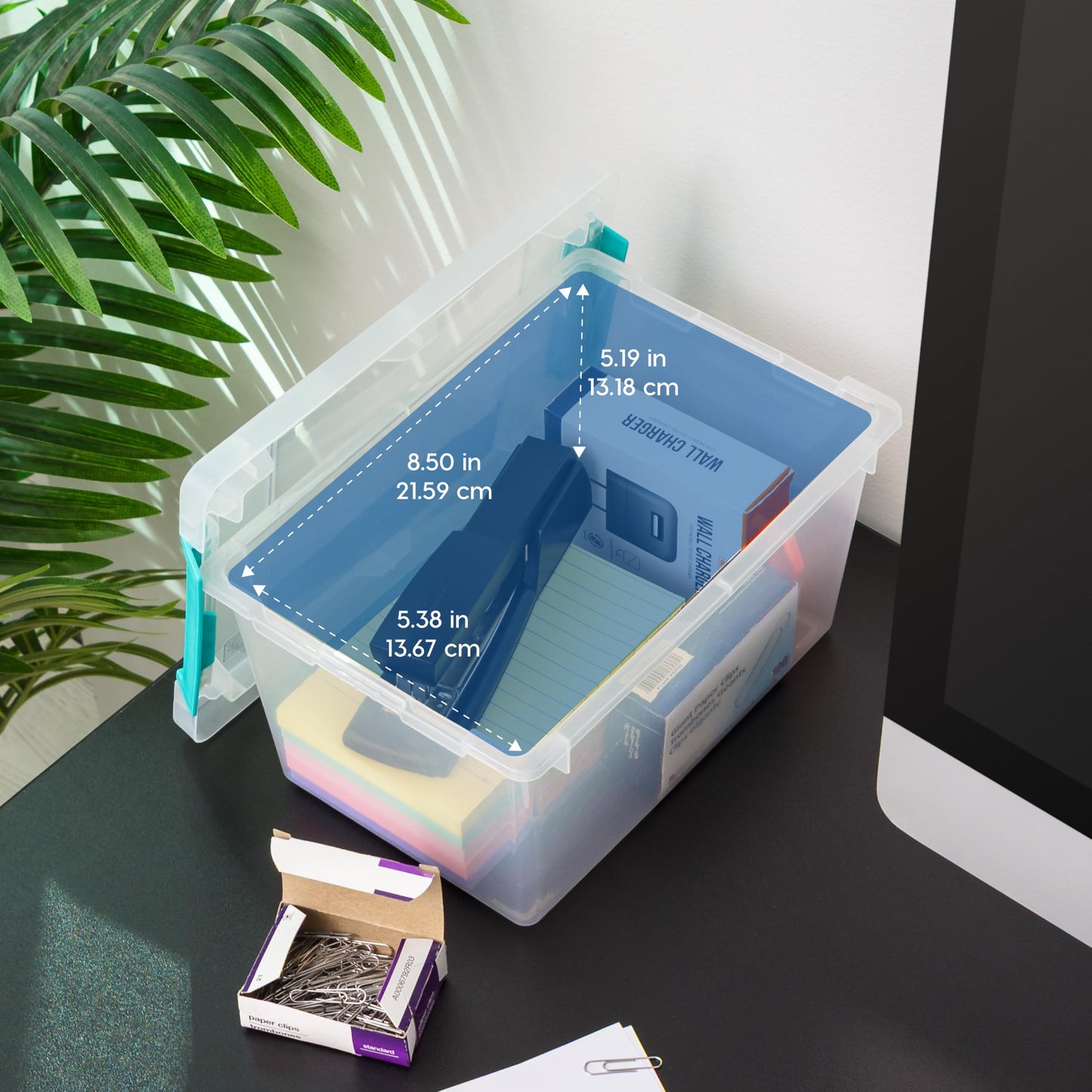 IRIS USA Storage Bins with Lids for Craft Storage, 6-Pack, 4.3 Qt Plastic Stackable Sensory Bin Organizer Container Clip Box for Art Craft Scrapbook