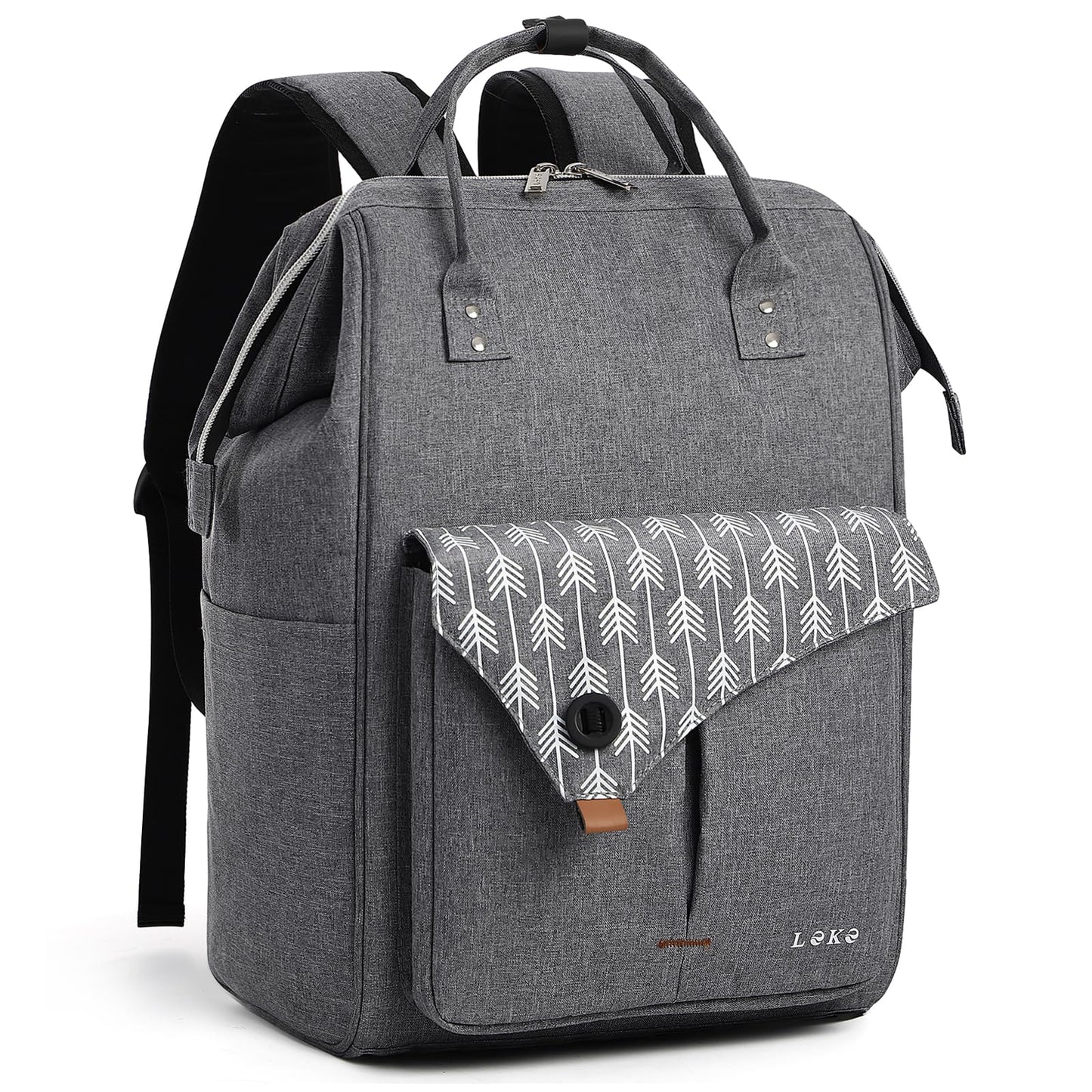 Lekesky Laptop Rucksack Bag 15.6 Inch Computer Backpack School Bag for Travel Business College Women Men- Grey