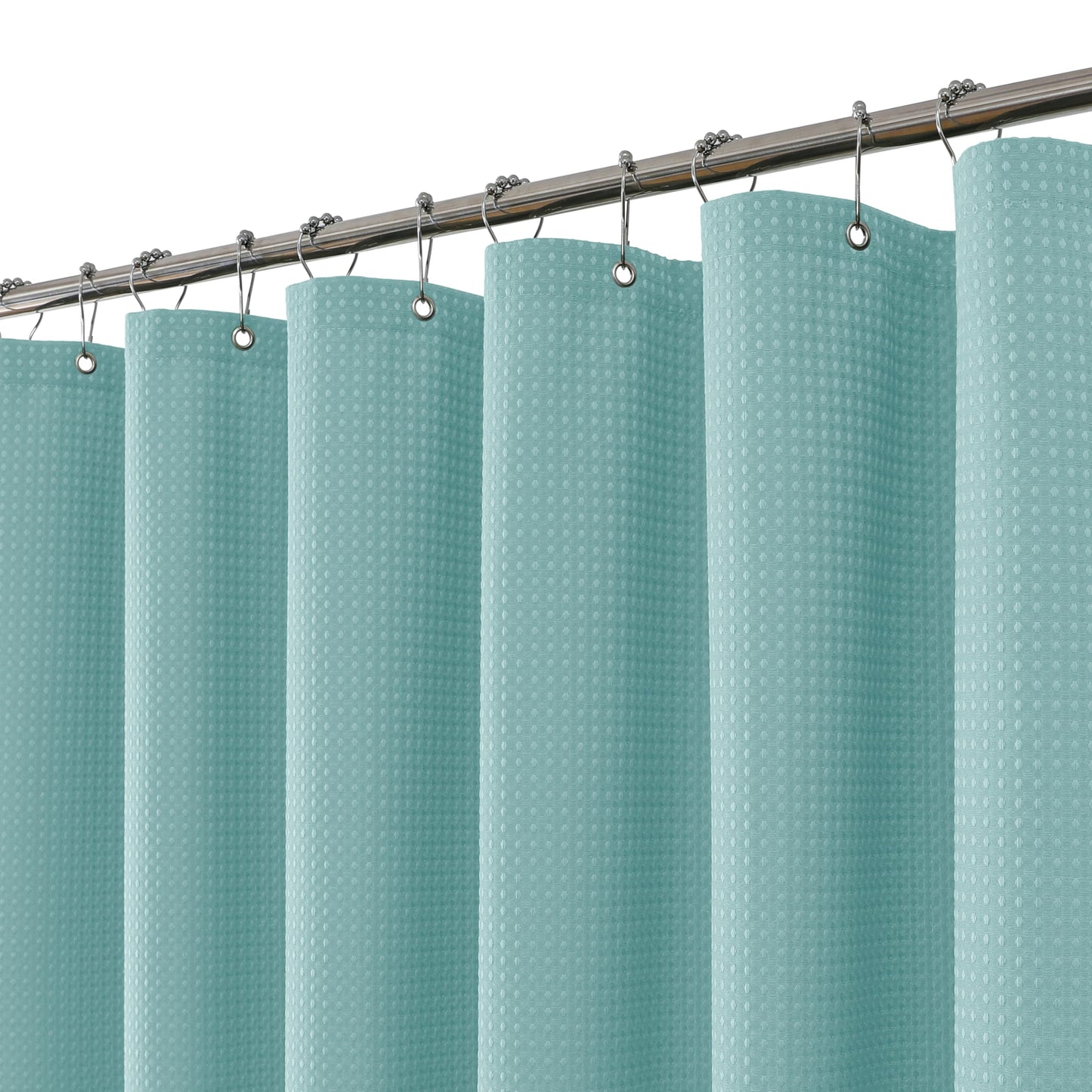 FY&XZH Heavy-Duty Waffle Weave Shower Curtain with Stainless Steel Hooks, Thick Fabric for Bathroom, Hotel, Spa & Salon-275 x 183cm (Blue)