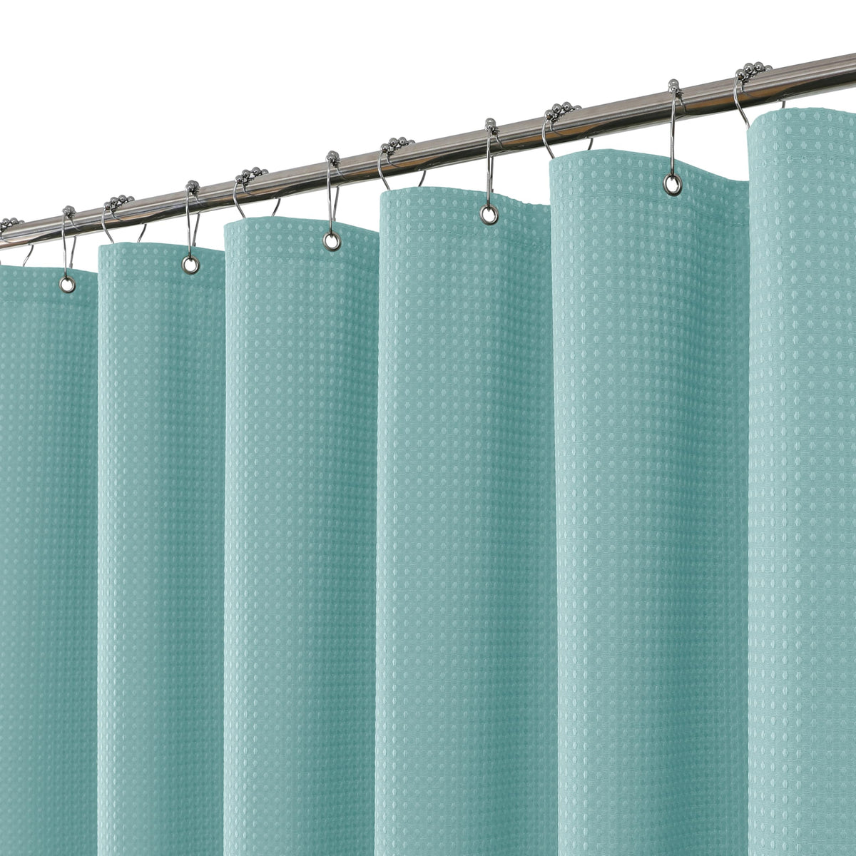 FY&XZH Heavy-Duty Waffle Weave Shower Curtain with Stainless Steel Hooks, Thick Fabric for Bathroom, Hotel, Spa & Salon-122 x 183cm (Blue)