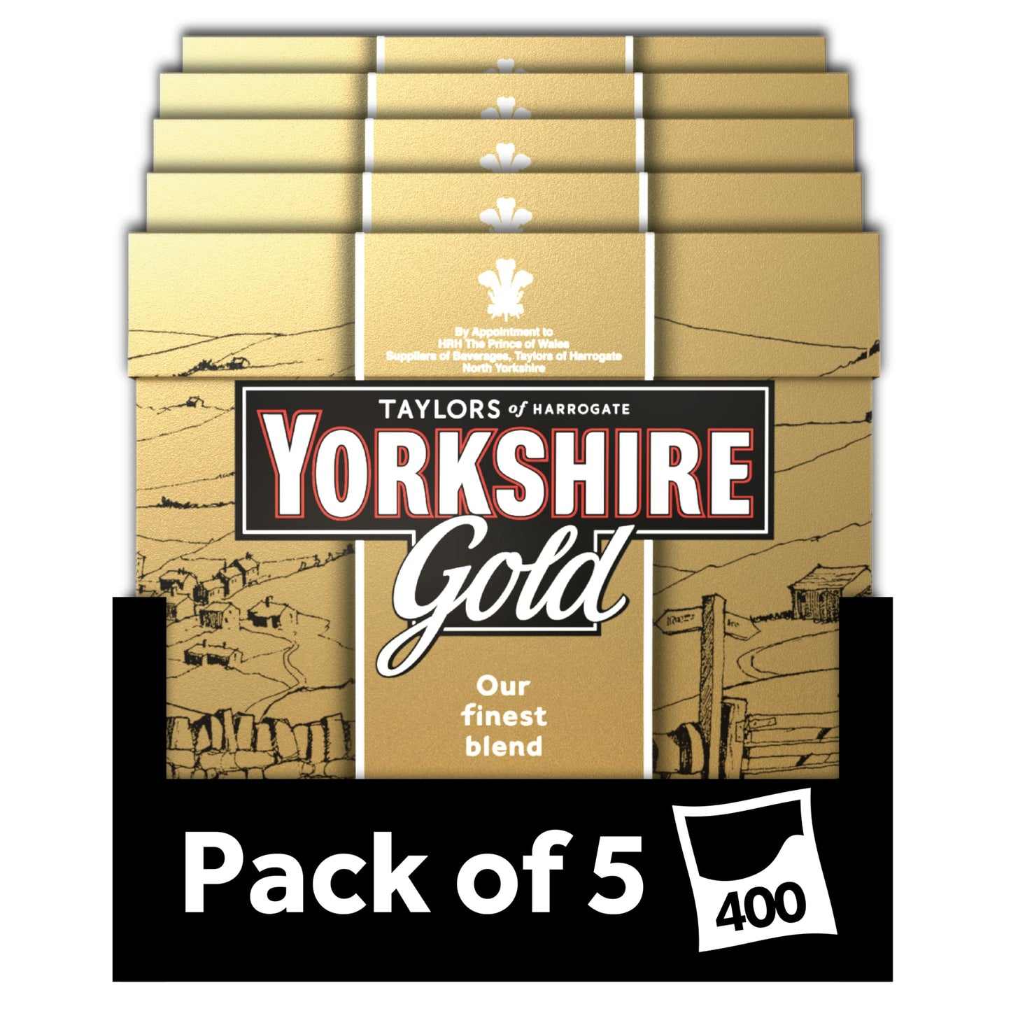 Yorkshire Tea Gold Tea, 80 Tea Bags (Pack of 5, total 400 Teabags)