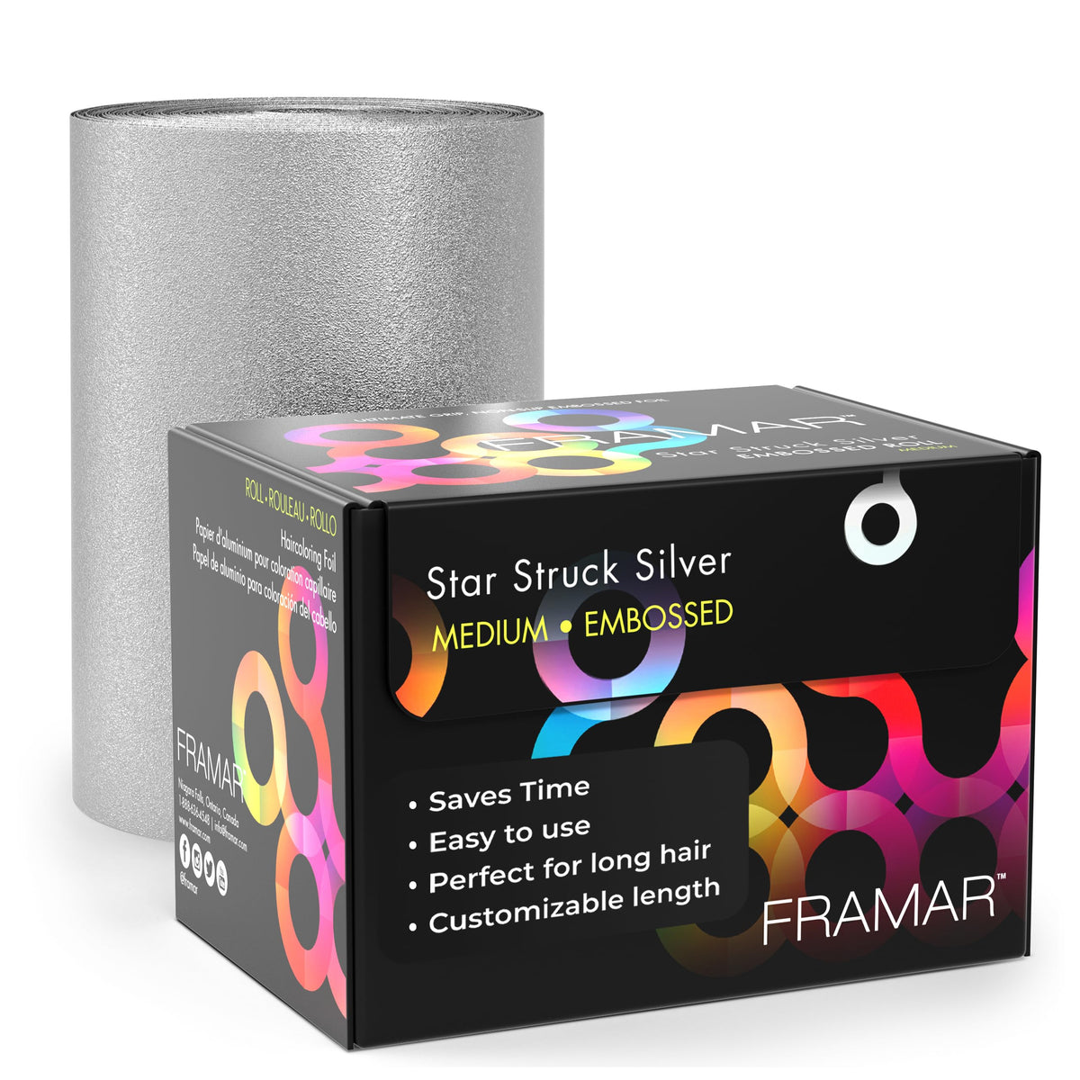Framar Silver Embossed Roll Hair Foil, Hair Foils for Highlighting, Foils for Highlights, Hairdressing Foil for Hair Highlights, Highlighting Foil,
