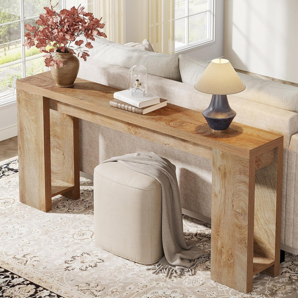 Tribesigns 63-Inch Extra Long Console Table, Farmhouse Wood Sofa Table Behind Couch, Narrow Entryway Accent Table for Living Room, Hallway, Entrance