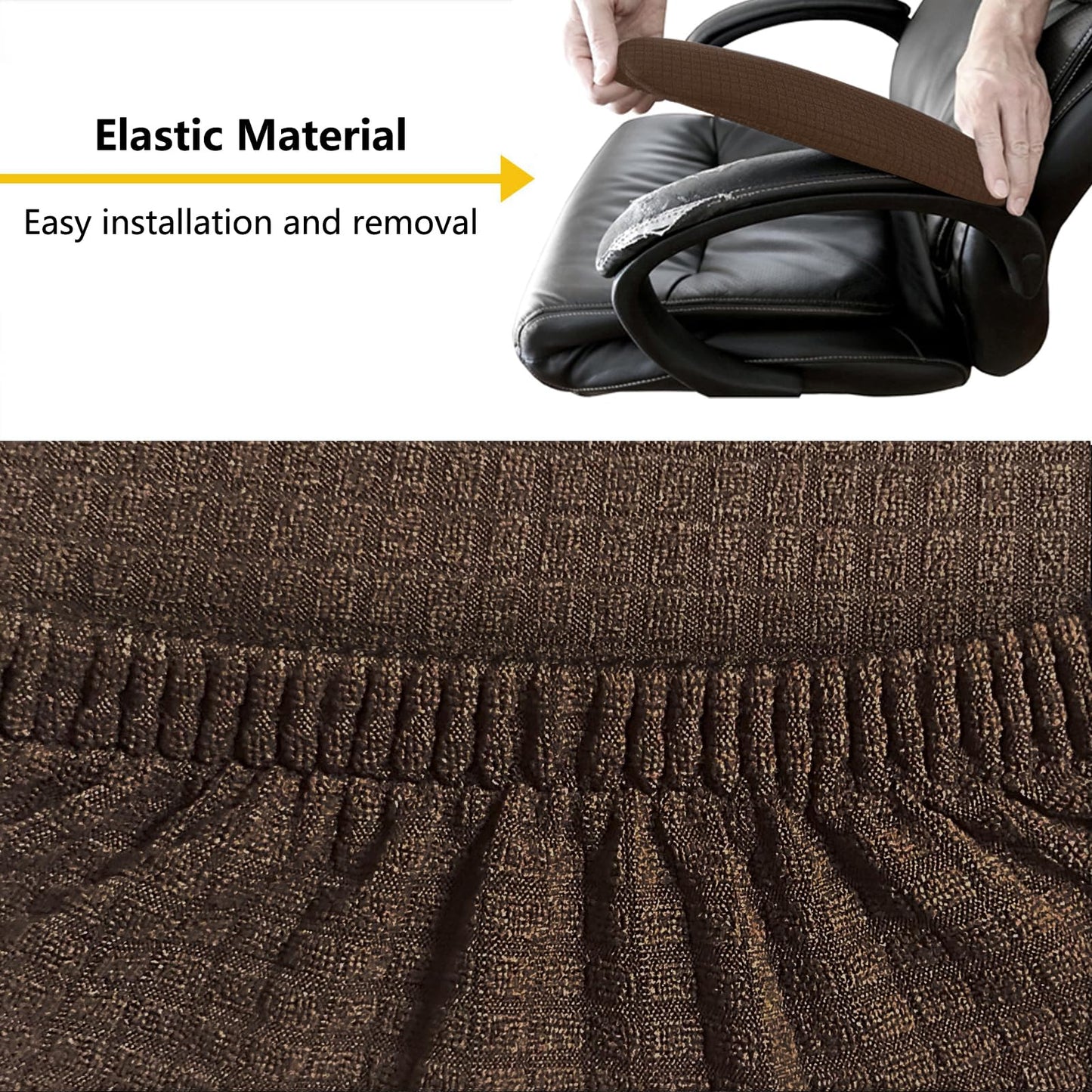 FYTXSZ Office Chair Armrest Covers - Stretchy Polyester Fabric, Washable Arm Chair Slipcovers, Fits Most Chair Arm, 1 Pair (Coffee)