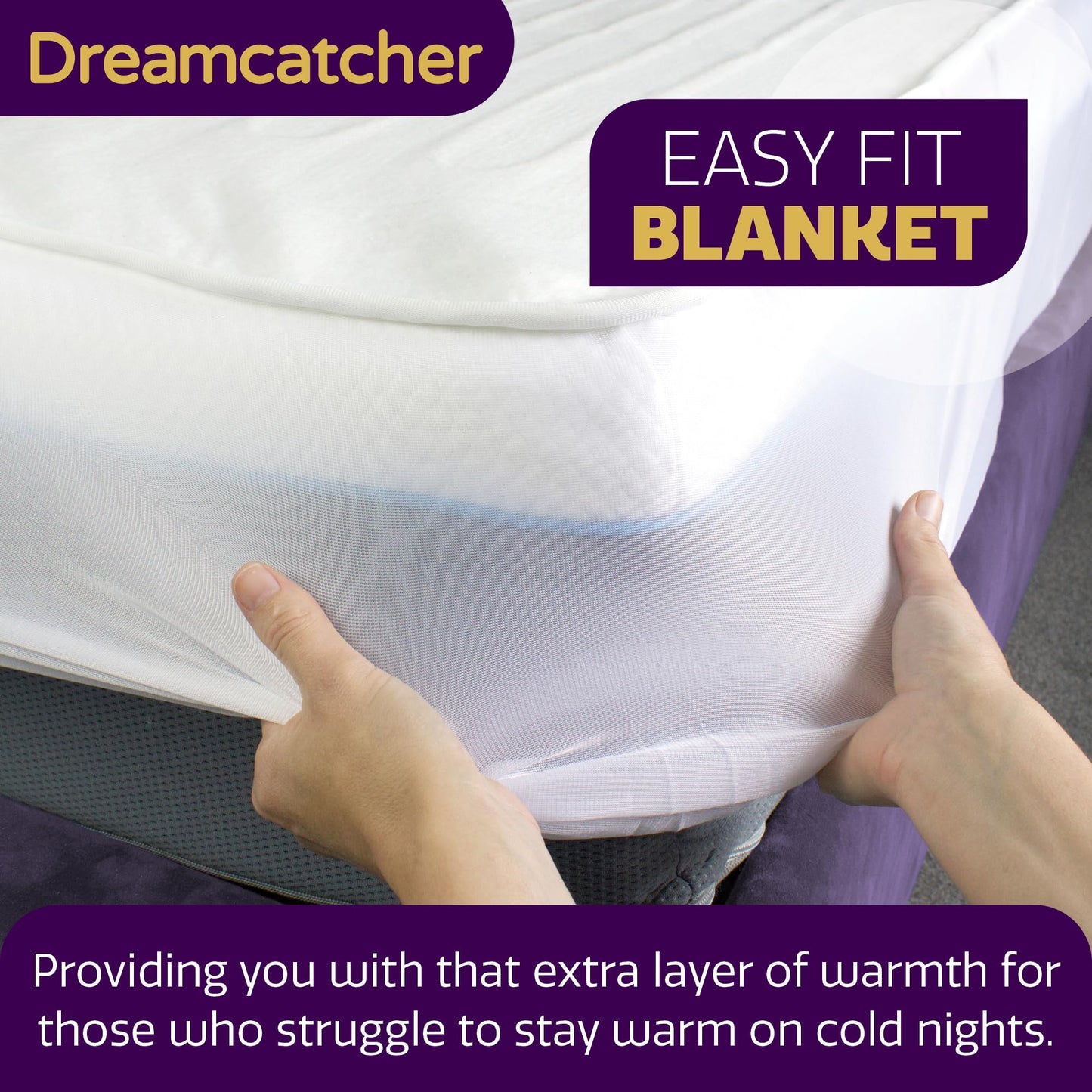 Dreamcatcher Double Electric Blanket 193 x 137cm, Soft Polyester Electric Blanket Fitted Underblanket Mattress Cover, 3x Heat Settings, 2x Controllers