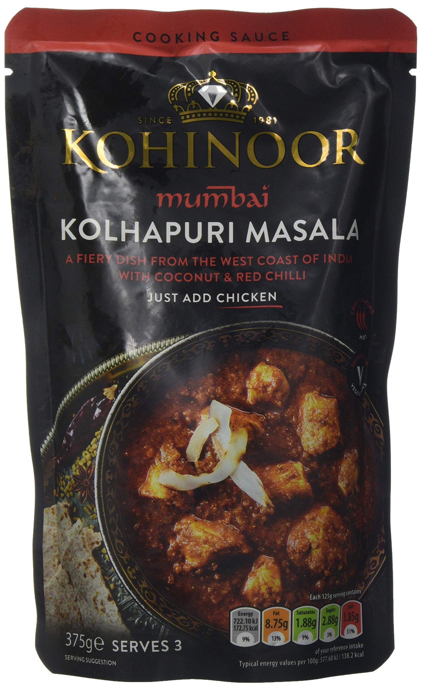 Kohinoor Kolhapuri Masala Cooking Sauce, 375 g, Pack of 6