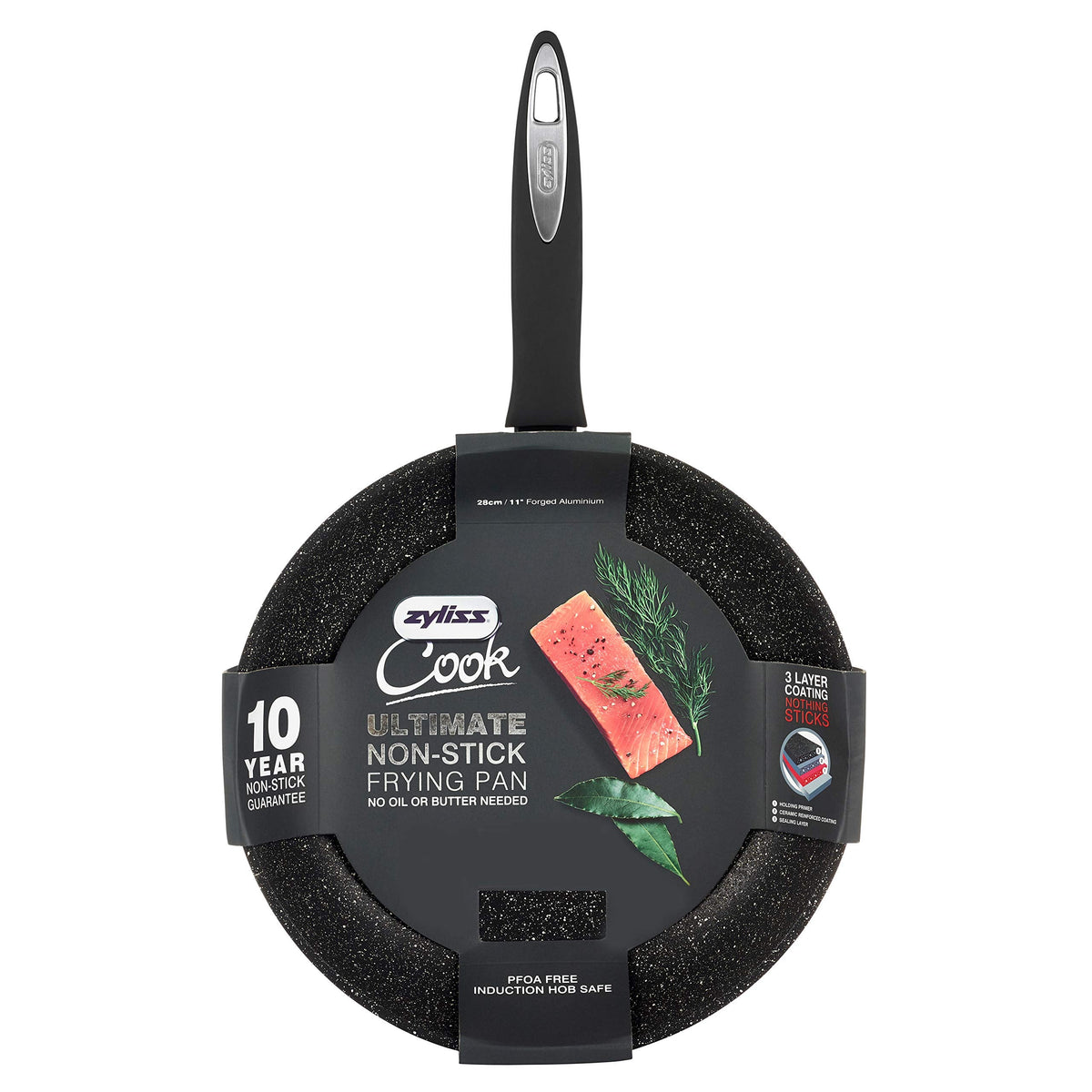 Zyliss Ultimate Non Stick Frying Pan, 28cm, 10 Year Guarantee 3X Layer Non Stick, Easy to Clean, Suitable for All Hobs Including Induction