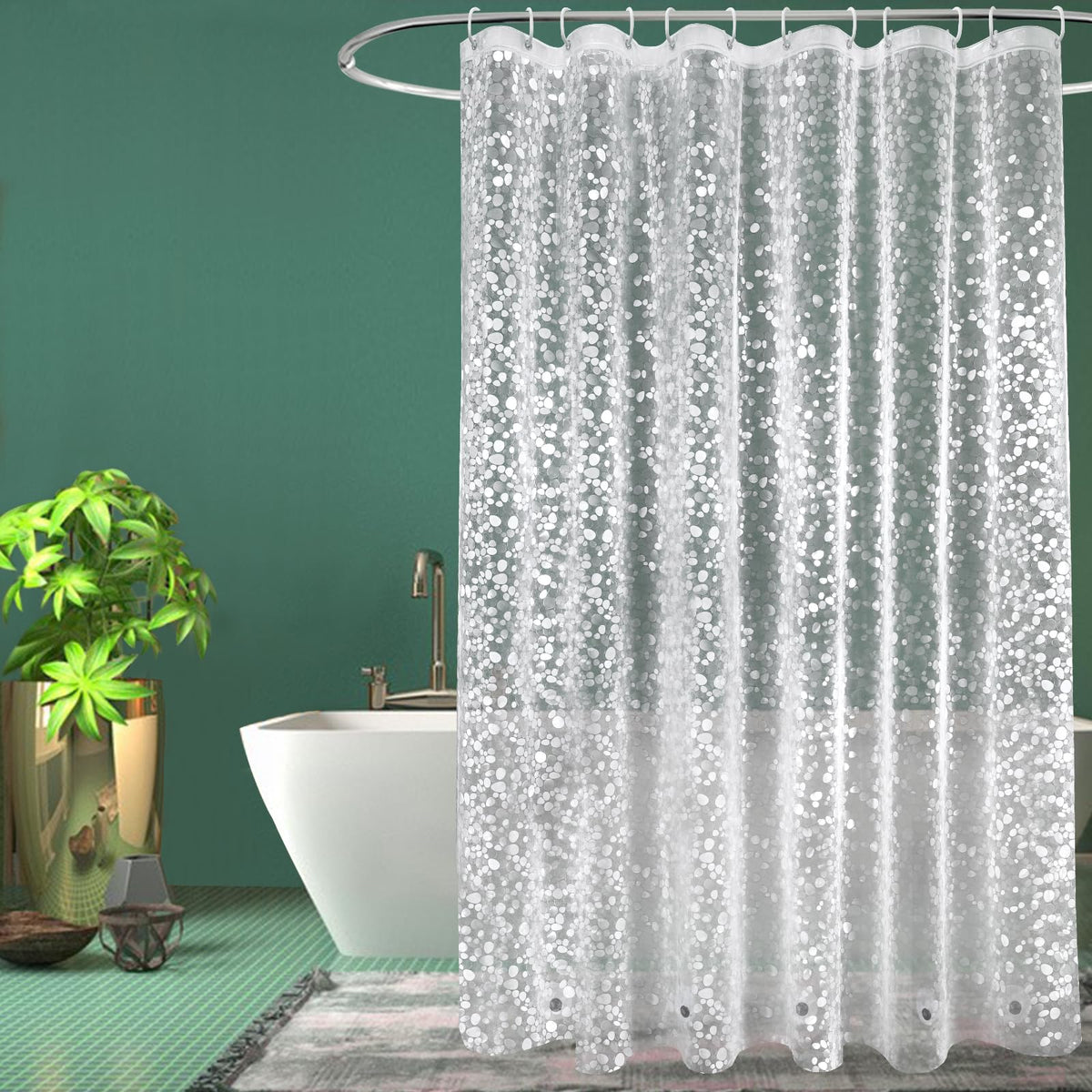 EurCross 200 x 200cm Extra Wide Shower Curtain, EVA Translucent Waterproof Anti Mould Wet Room Wider Shower Curtain Liner - Cobblestone - 2 x 2m/78''W