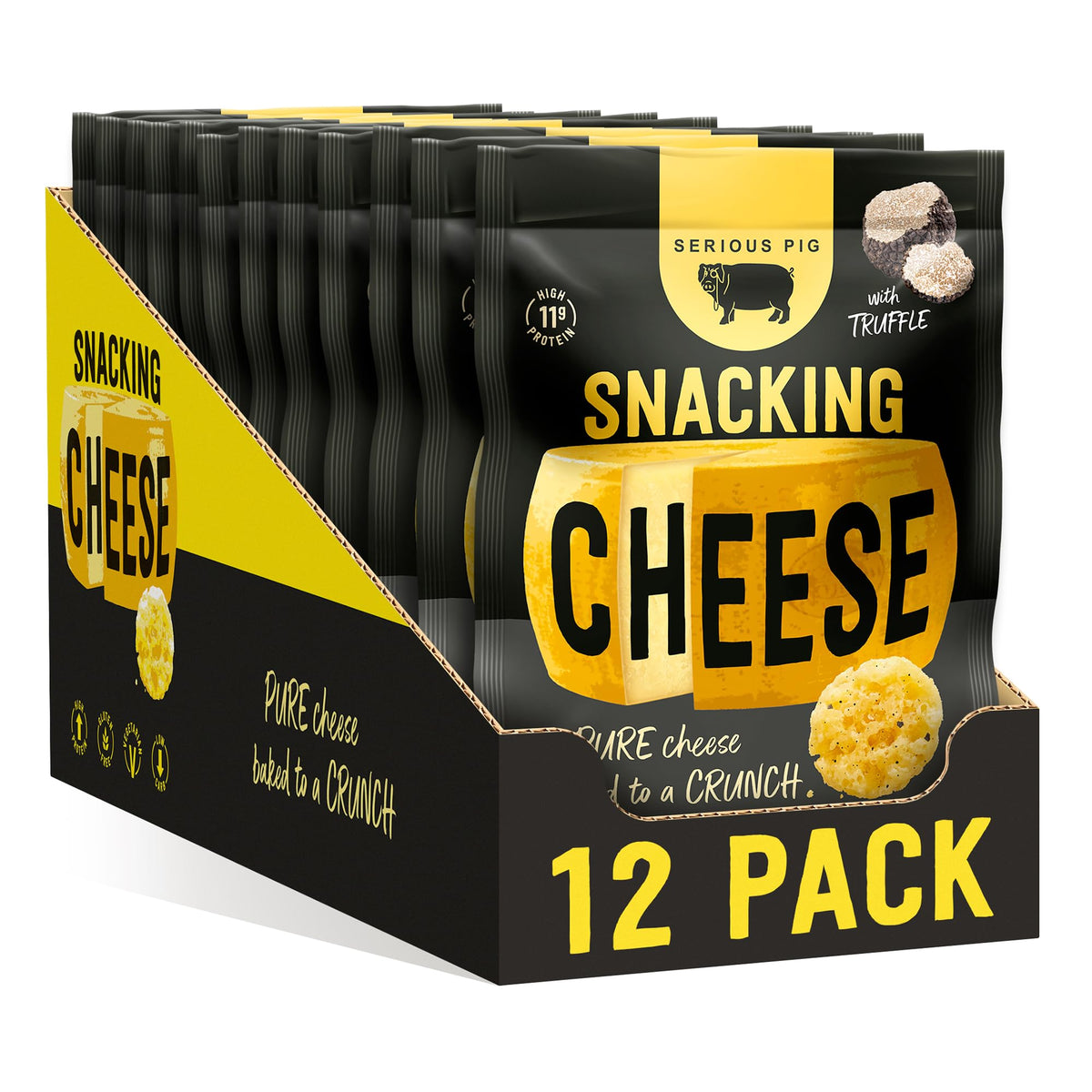 Serious Pig Snacking Cheese Truffle Flavour - Pure Cheese Crisps High Protein Zero Carb (12 x 24g)
