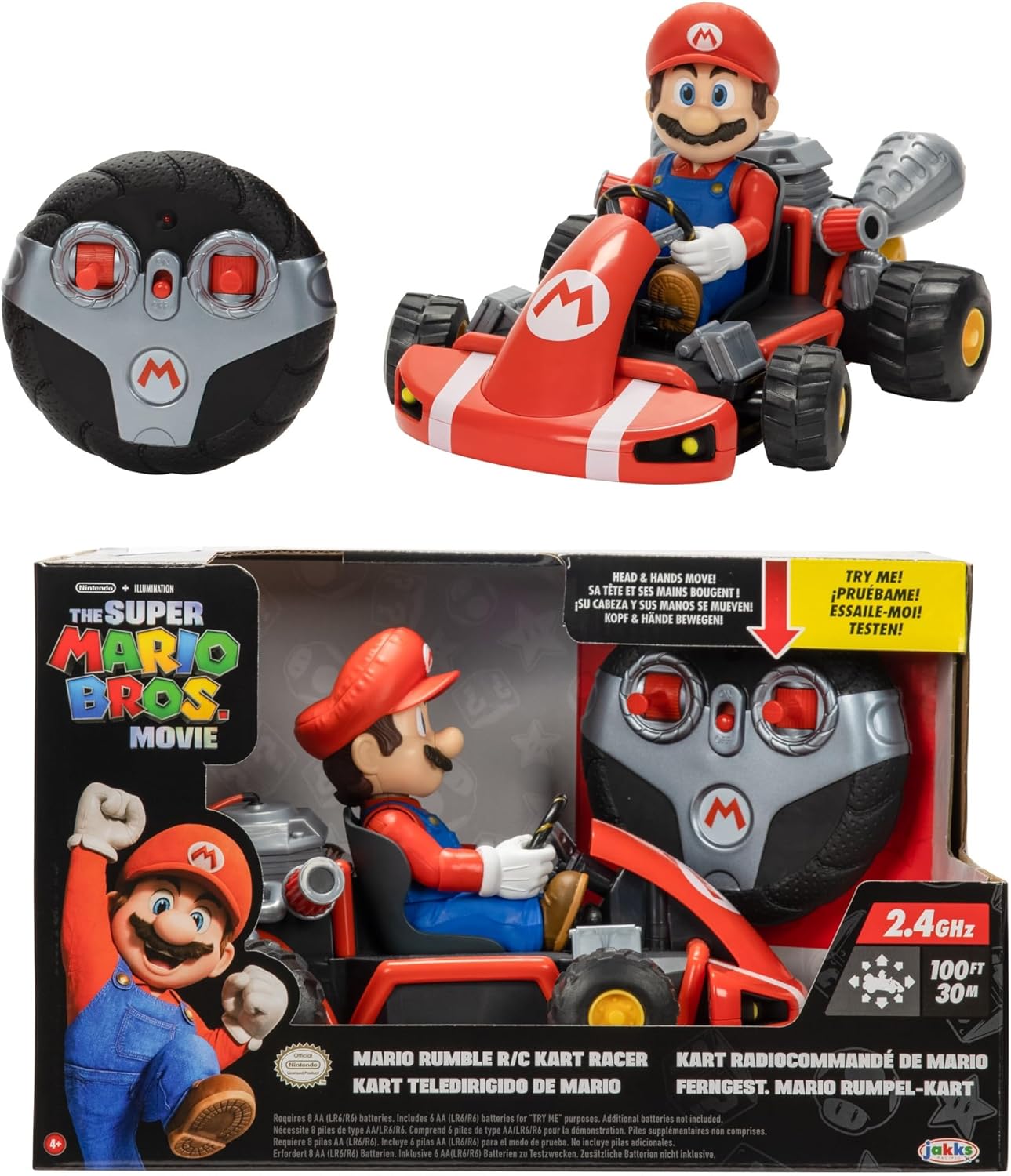 The Super Mario Bros. Movie Nintendo Mario R/C Car, New but opened, scruffy box