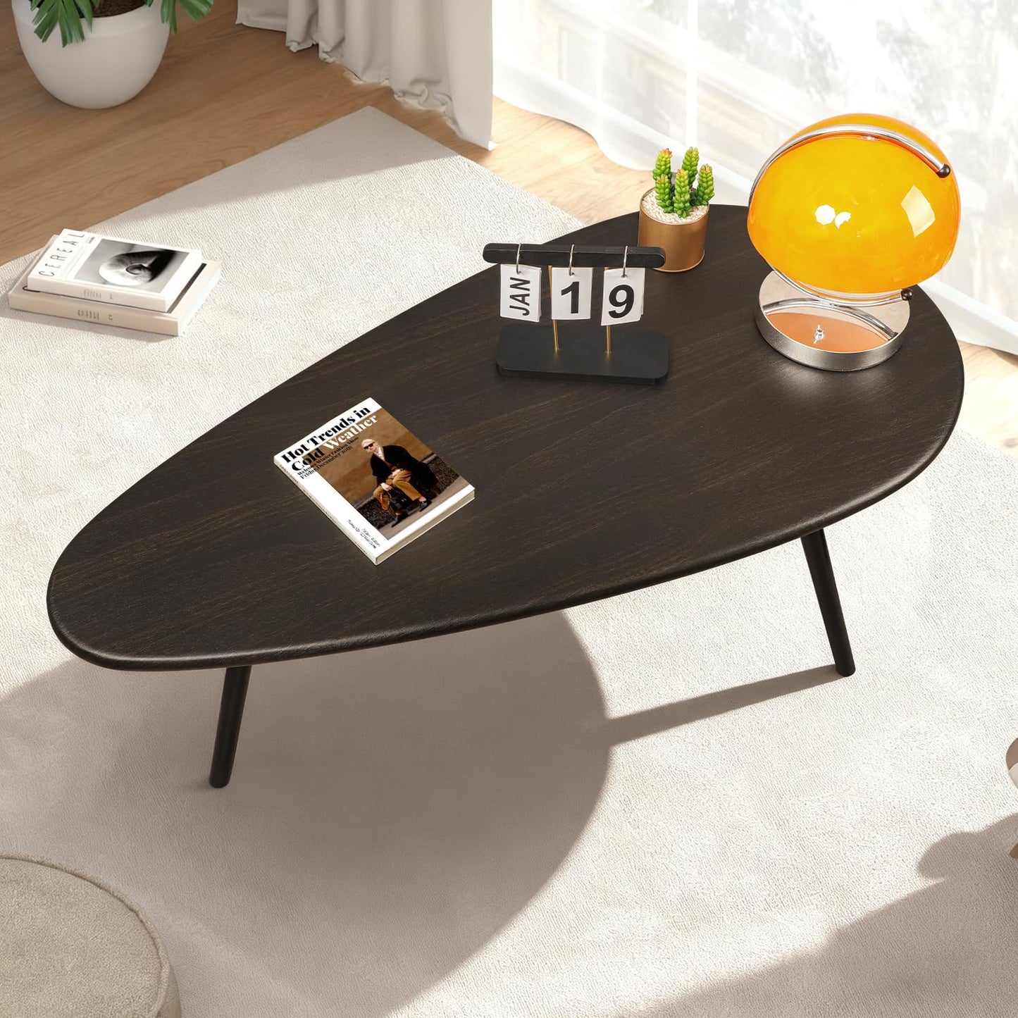 WDSHIYI Coffee Table Modern Rustic Farmhouse Coffee Table Oval Mid Century Coffee Tables Retro Accent Sofa Center Table for Living Room Easy Assembly