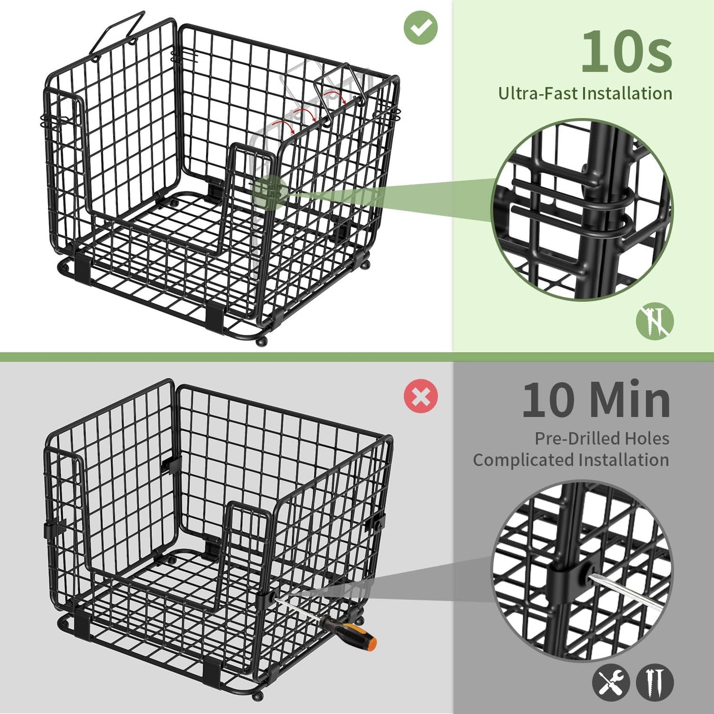 Wire Storage Basket for Kitchen Pantry: Stackable Kitchen Counter Organizers - Wire Organizing Bin for Produce Vegetable Potato and Onion Black