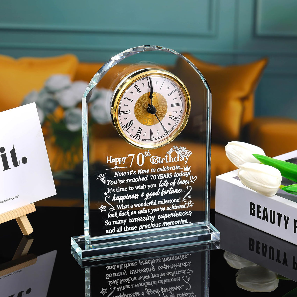 Ornalrist 70th Birthday Quartz Clock Gifts for Women Men, Happy 70th Birthday Presents Blessing for Friends Mum Her Turning 70 Years Old