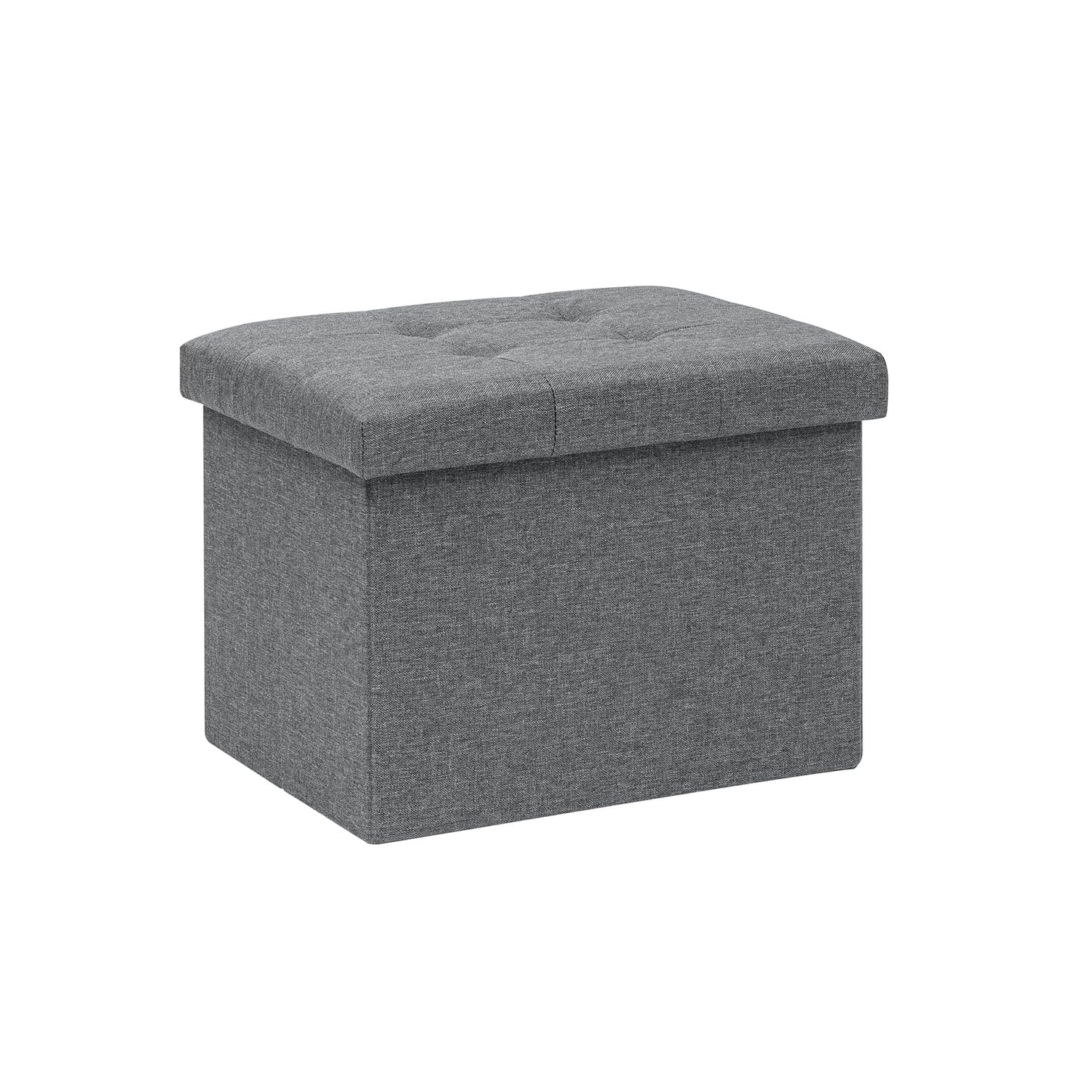 Bonlife Storage Ottoman, Folding Small Foot Rest,Toy Chest Storage Footrest Seat, Footstool for Living Room, Bedroom, Dorm, Fabric,Grey,42x32x32cm