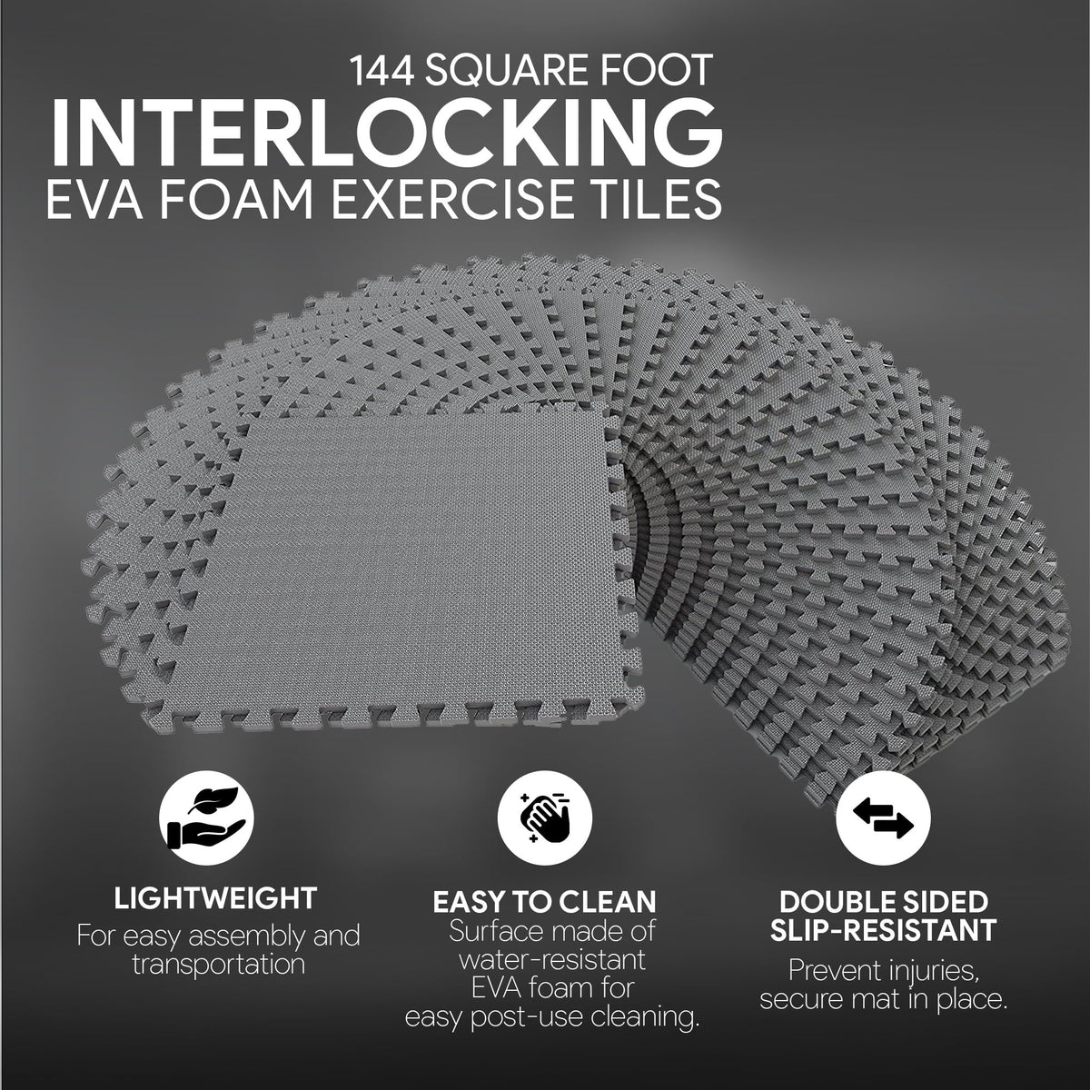 Signature Fitness Puzzle Exercise Mat with EVA Foam Interlocking Tiles for MMA, Exercise, Gymnastics and Home Gym Protective Flooring, 1/2" Thick, 144