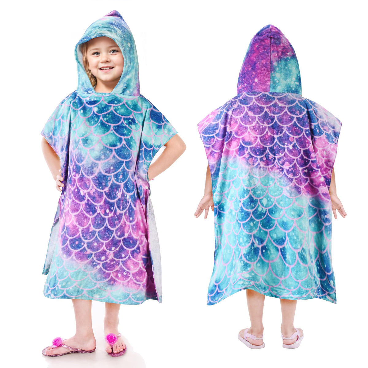 Kato Tirrinia Poncho Beach Towel Robe for Adults - Large Quick Dry Changing Robe with Hood, Super Absorbent Lightweight Swim Cover Up for Men & Women