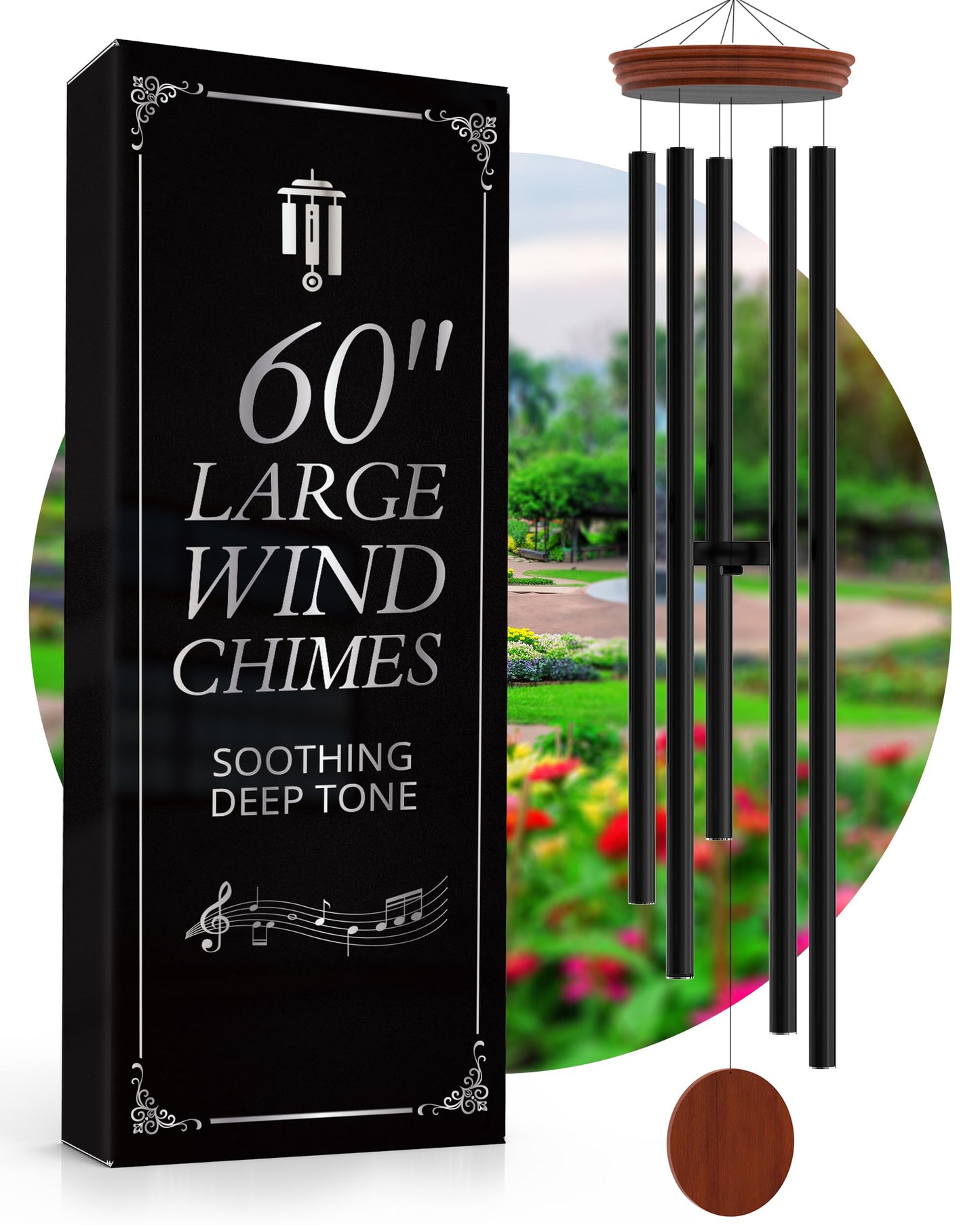 SYMPATHY HEARTS 60" Extra Large Wind Chimes for Outside - Deep Tone, Soothing Melodies, Unique Gift Idea