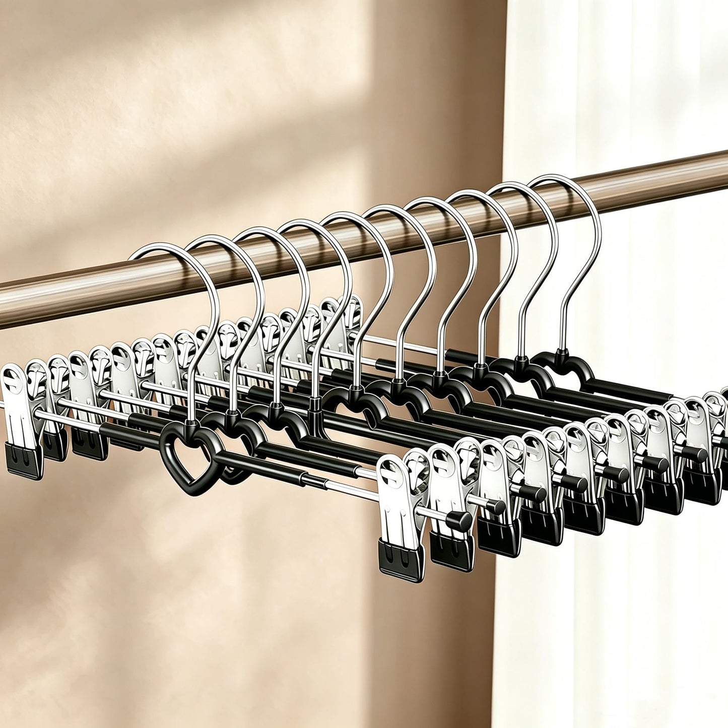 20 Pack Trouser Hangers with Clips |Space Saving Chrome Metal Adult Skirt & Coat Hangers|Strong Clothes Hangers for Trousers Bottoms Jeans Slacks