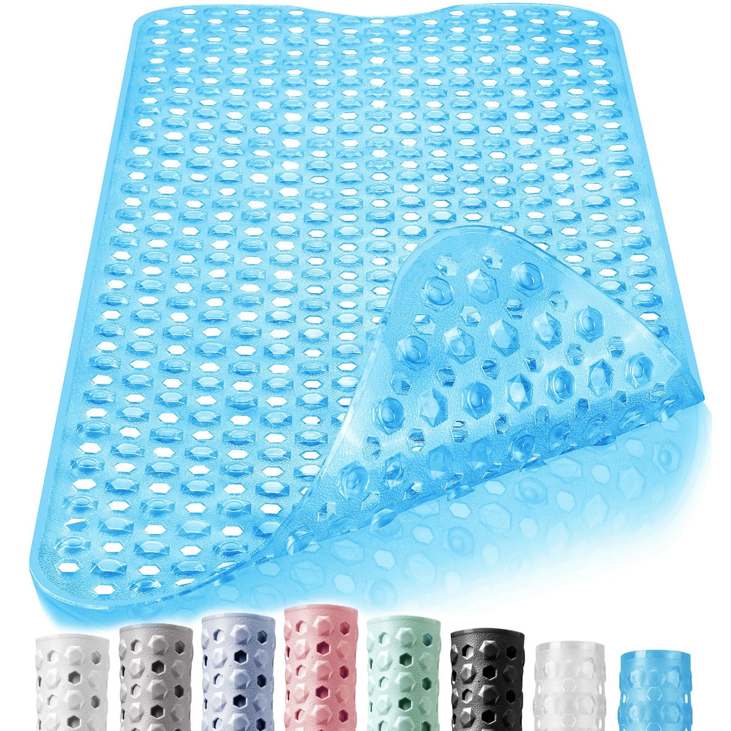 DOPROP 100x40cm Extra Long Anti-Slip Bathtub Mat Premium Vinyl Shower Mat with Strong Suction Cups and Drain Holes, Bath Mat for Inside Bath,