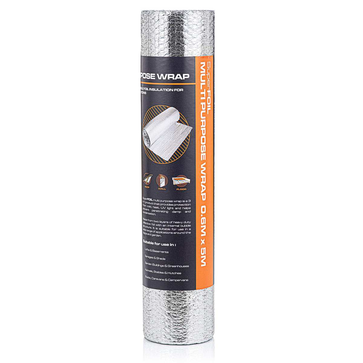 SuperFOIL Foil Insulation Roll 0.6m x 5m - Energy Saving DIY Bubble Foil Sheet - 3-in-1 Sustainable Thermal Insulation Reflective Radiant Barrier &