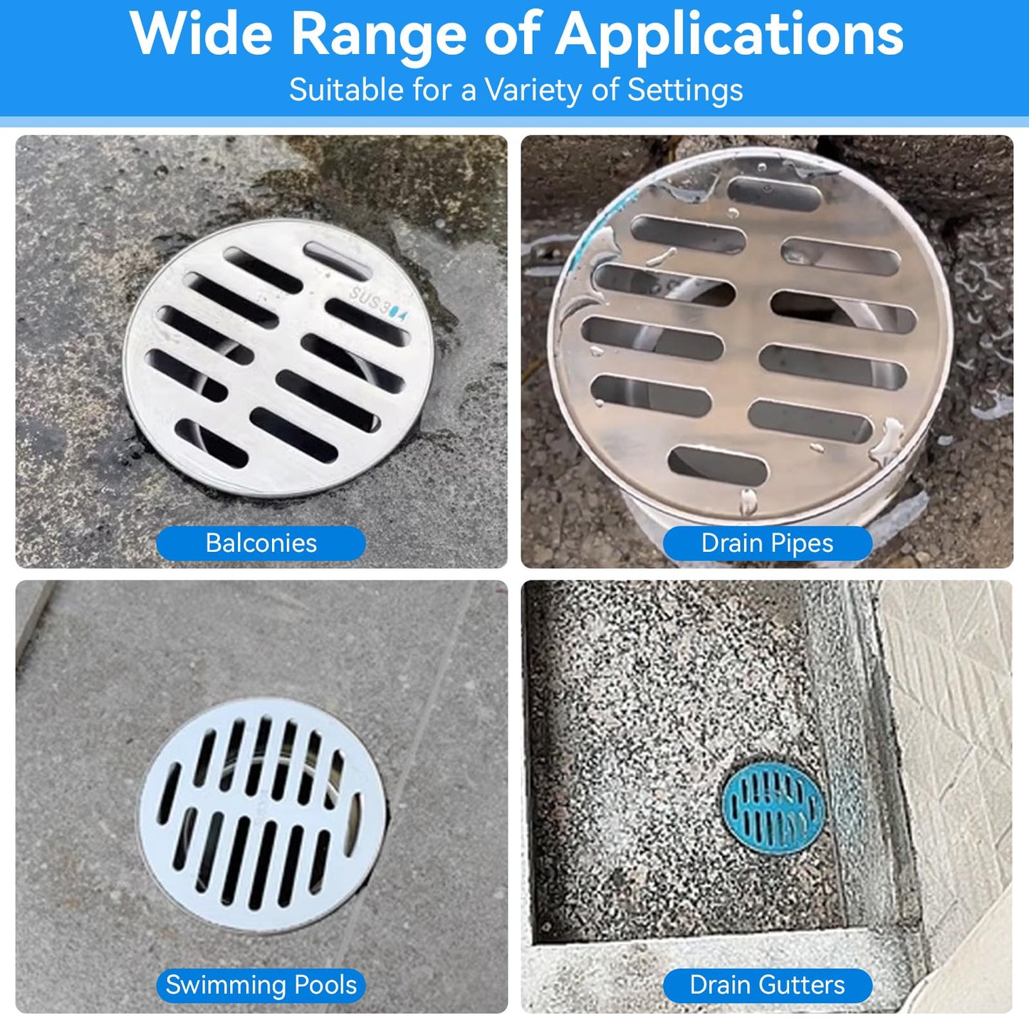 Removable Floor Drain Cover for Outdoor Balcony Yard (75 Flat)