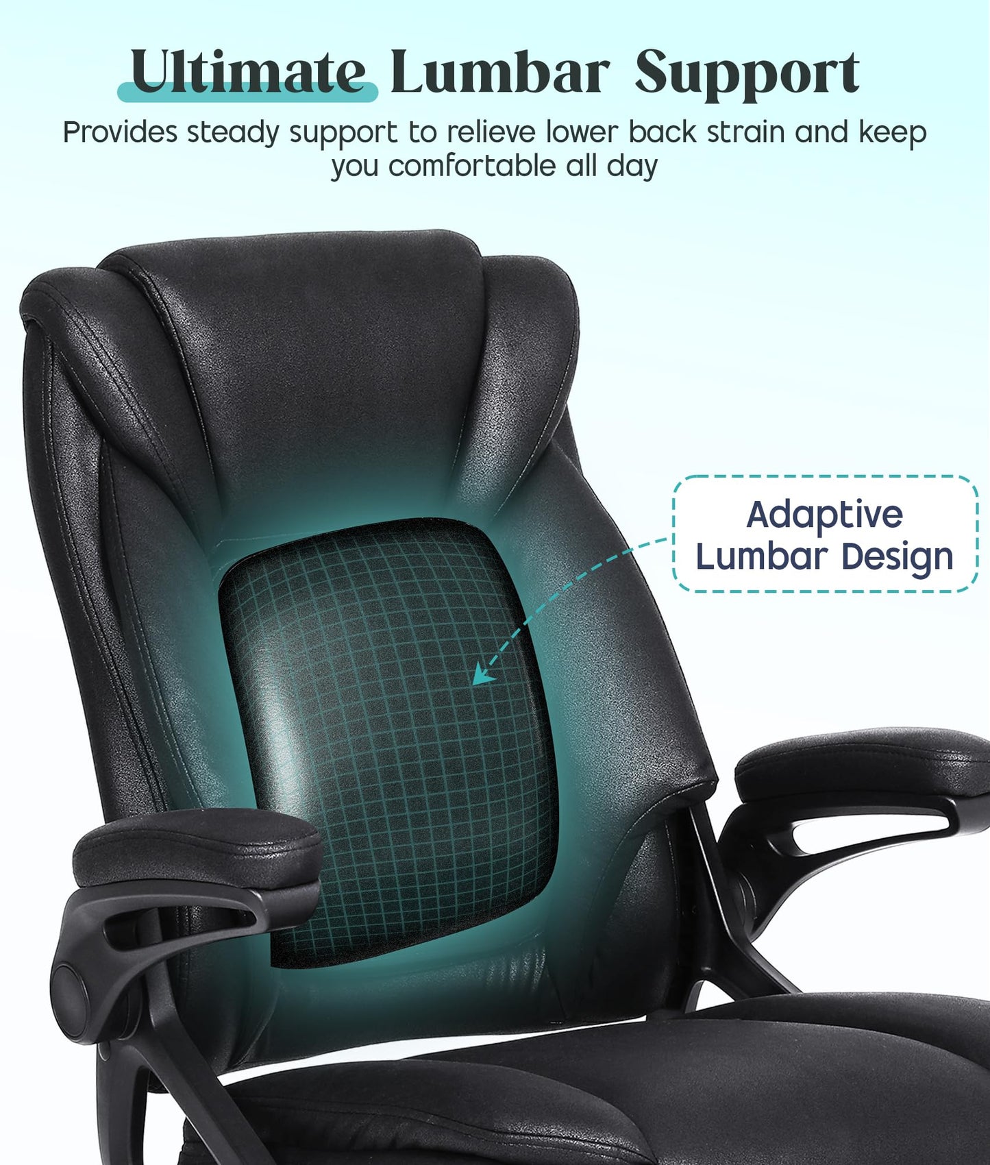 CHI ENERGY Executive Office Chair, Ergonomic Desk Chair with Padded Flip-up Armrests and Cushion