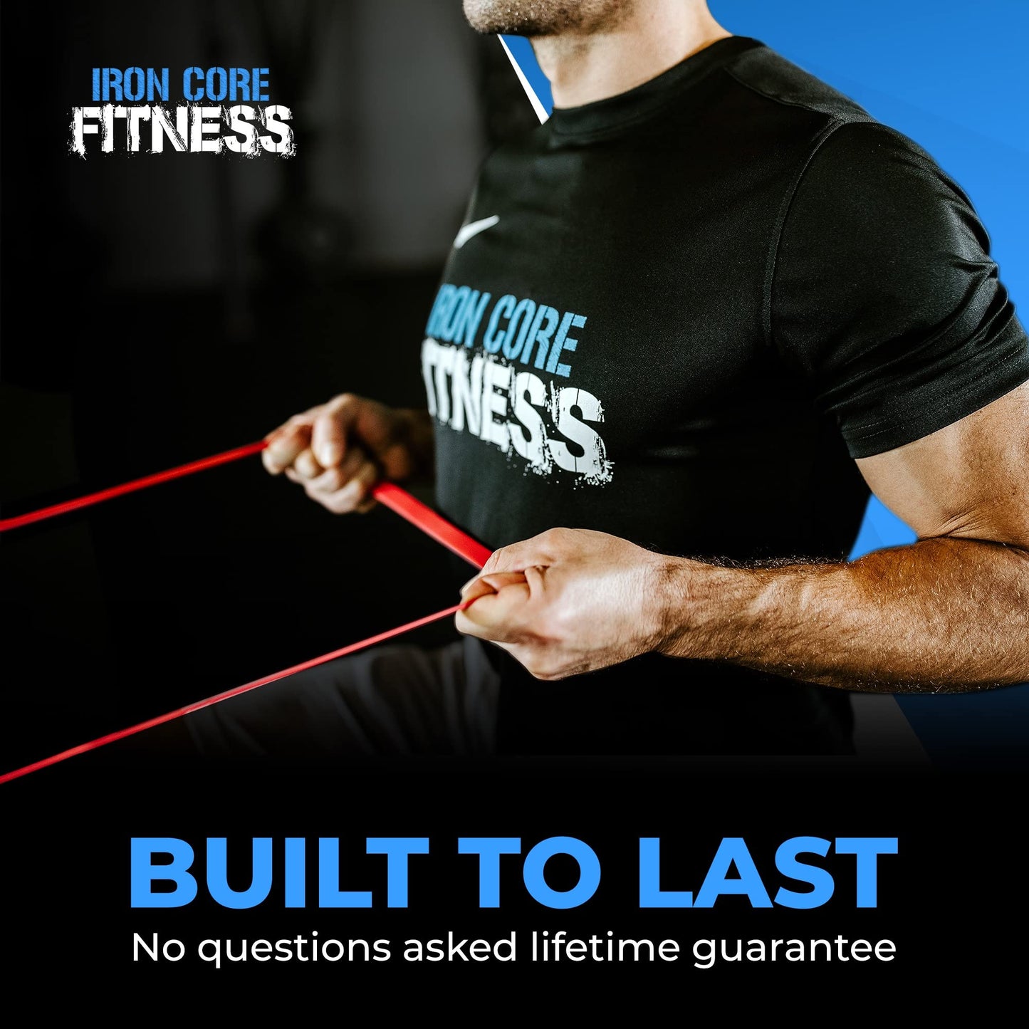 Iron Core Fitness 5 Pull Up Assistance Bands Set of Long Resistance Bands. Gym Quality Pack Of Heavy Medium Light Exercise Bands For Strength, Power,