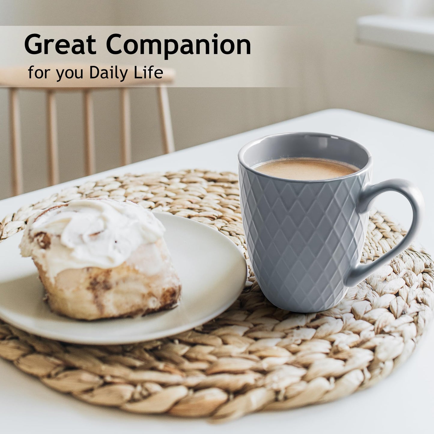 MIAMIO  6 x 400 ml  Coffee Mug Set/Mug - Modern Ceramic Mug Matt - Coffee Mug Large - Palmanova Collection (Blue)