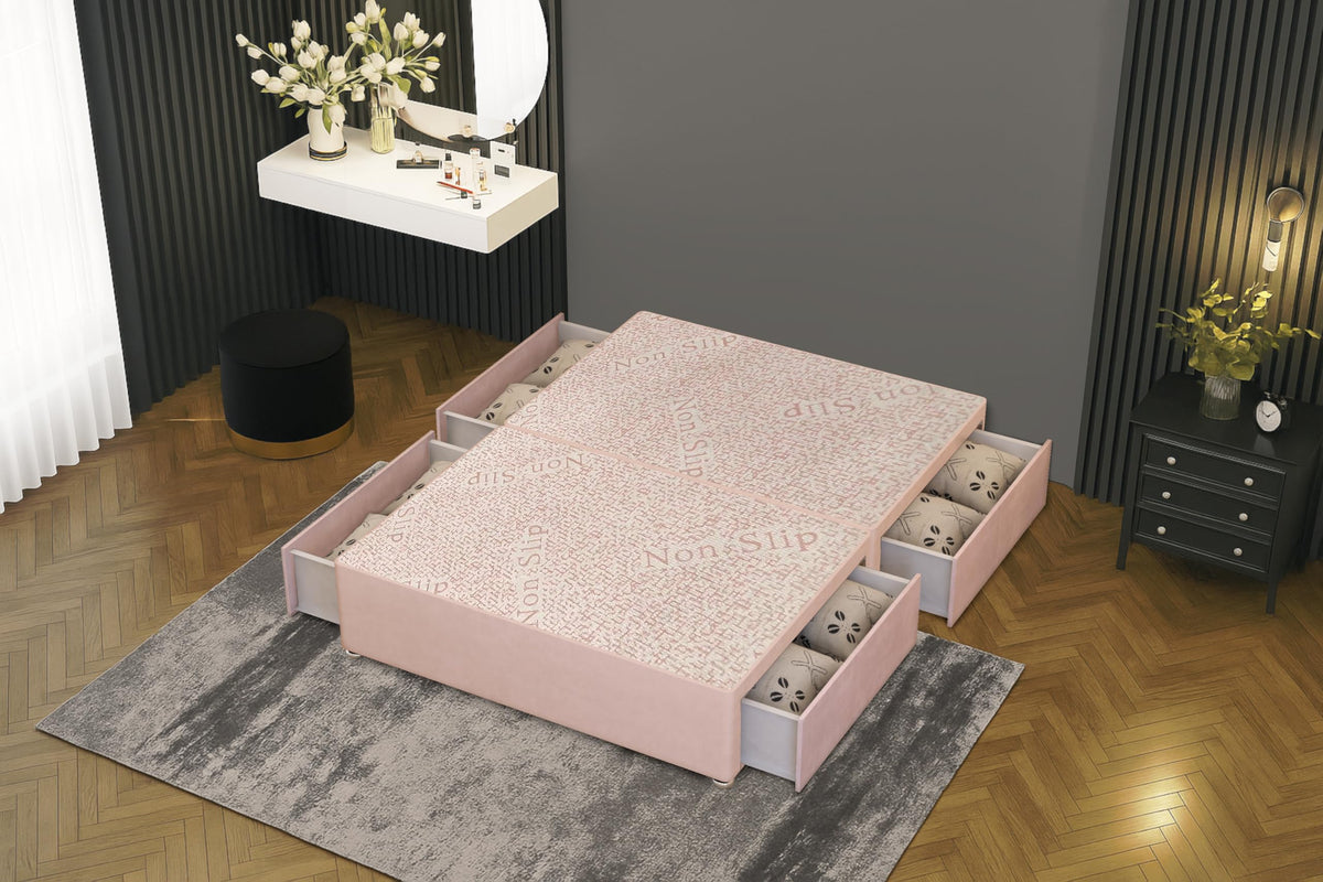 Bed Centre Flexby Divan Bed Base Only with 2 Drawers (Same Side), No Headboard - Available in 3FT, 4FT, 5FT & 6FT