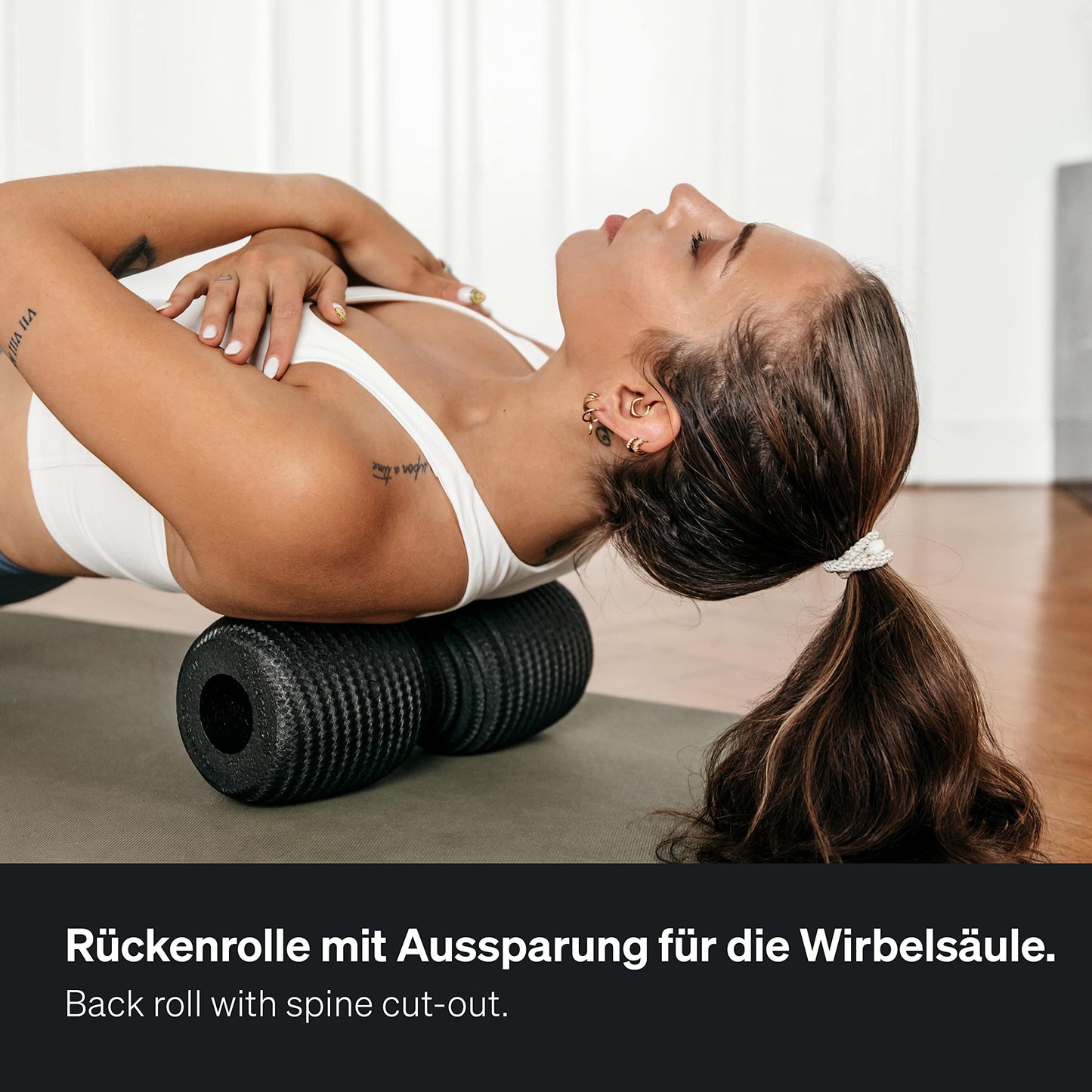 BLACKROLL? Twin Fascia Roller (30 cm x 13 cm) Massage Roller with Spine Space | Point Self Massage and Regeneration | Medium Hardness | Made in