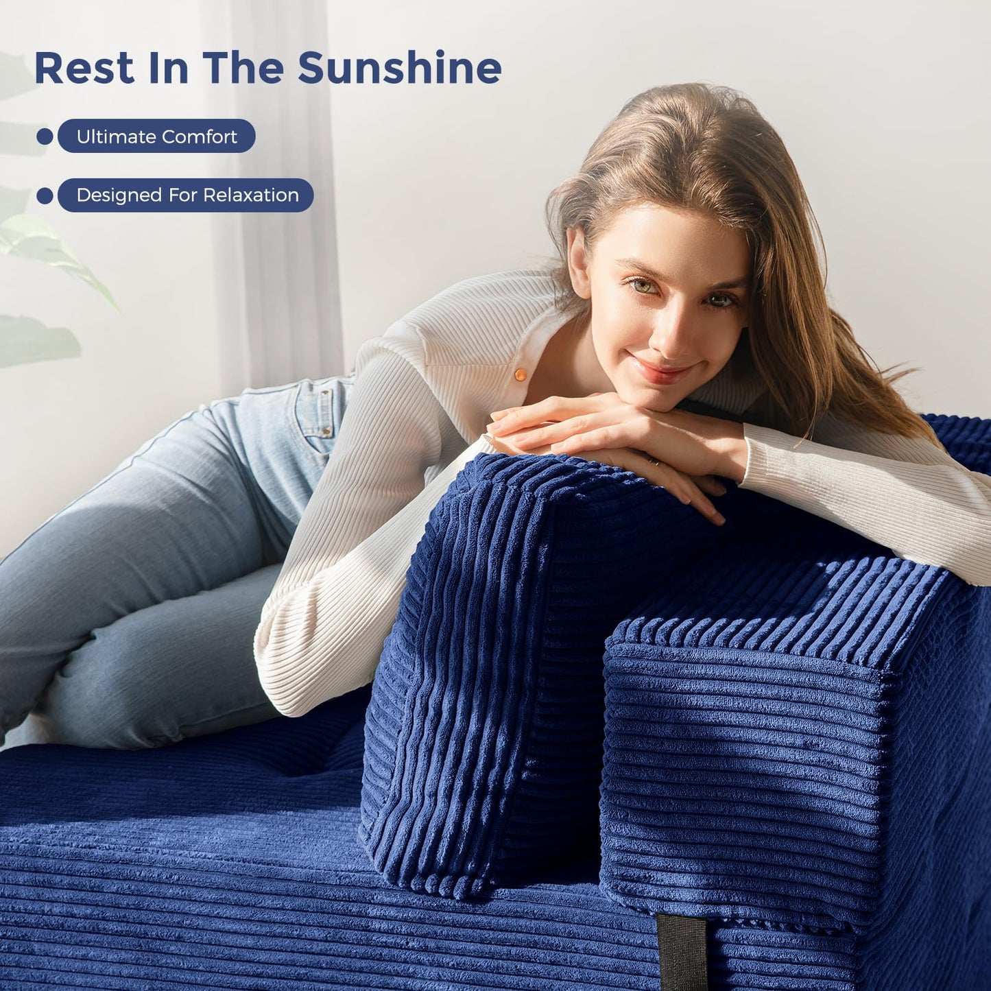 MAXYOYO Folding Sofa Bed, Convertible Sofa Bed with High-Density Support Foam, Portable 4 in 1 Fold Out Chair to Floor Lounger