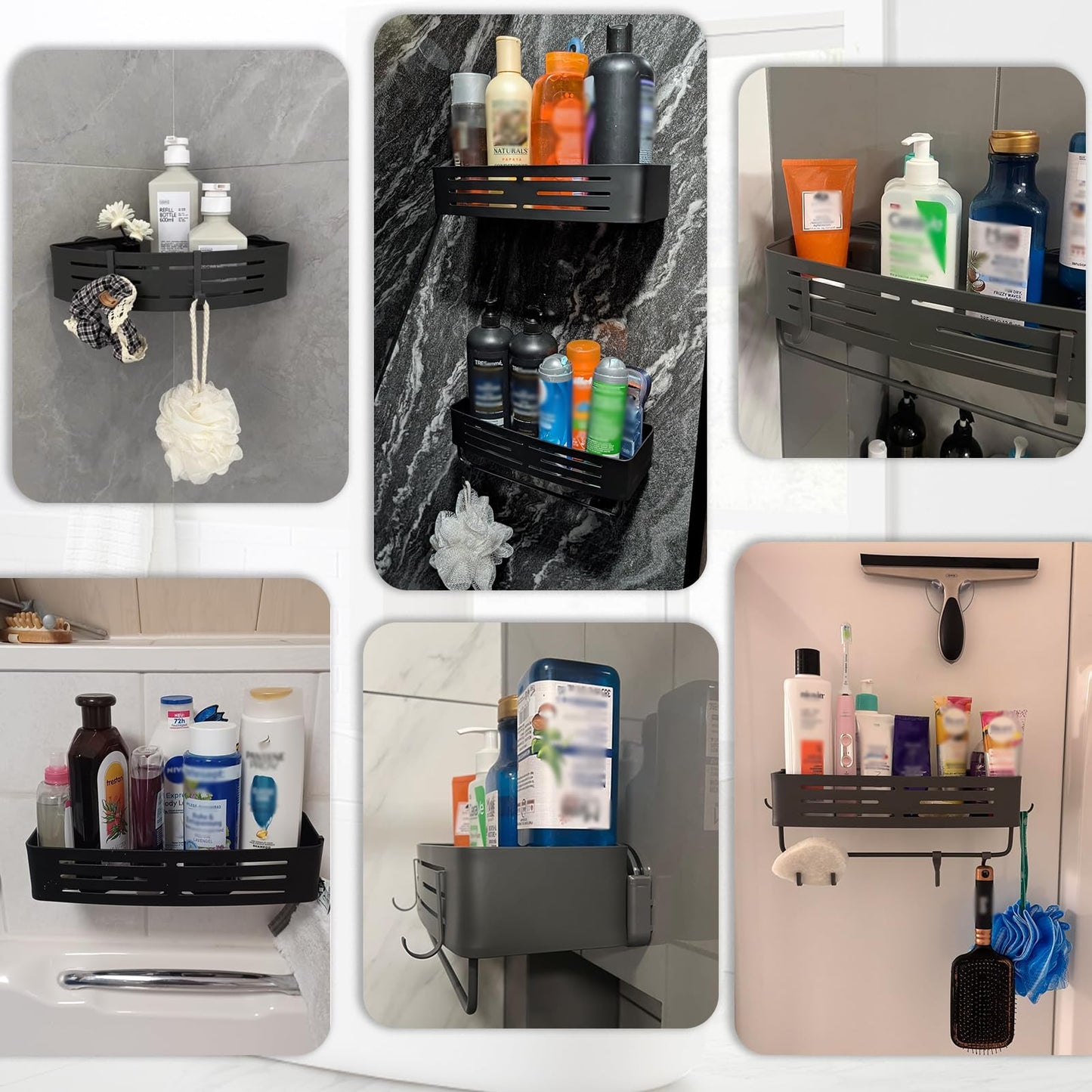 Onemake Suction Cup Shower Caddy, Shower Shelf, Bathroom Organiser, Gray