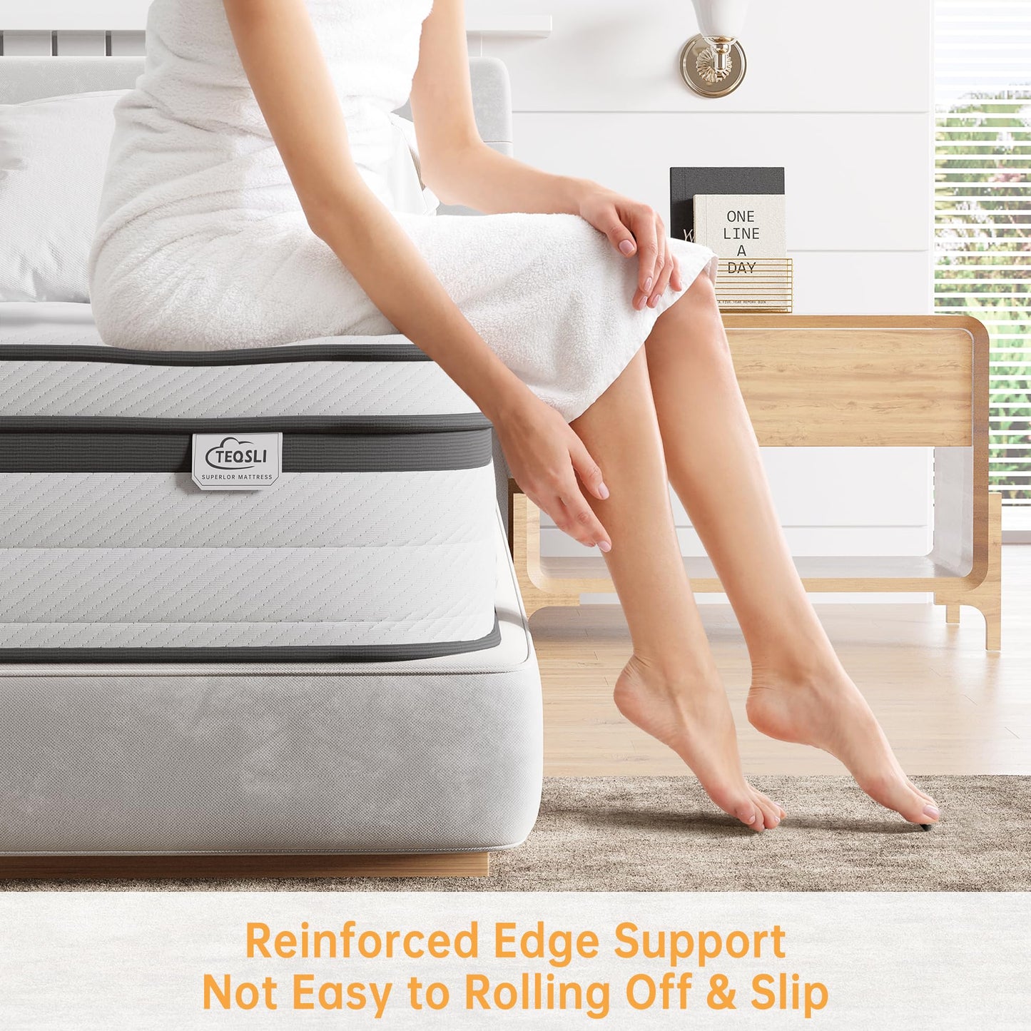 TeQsli Single Mattress 3FT Memory Foam Spring Hybrid Mattress 22CM
