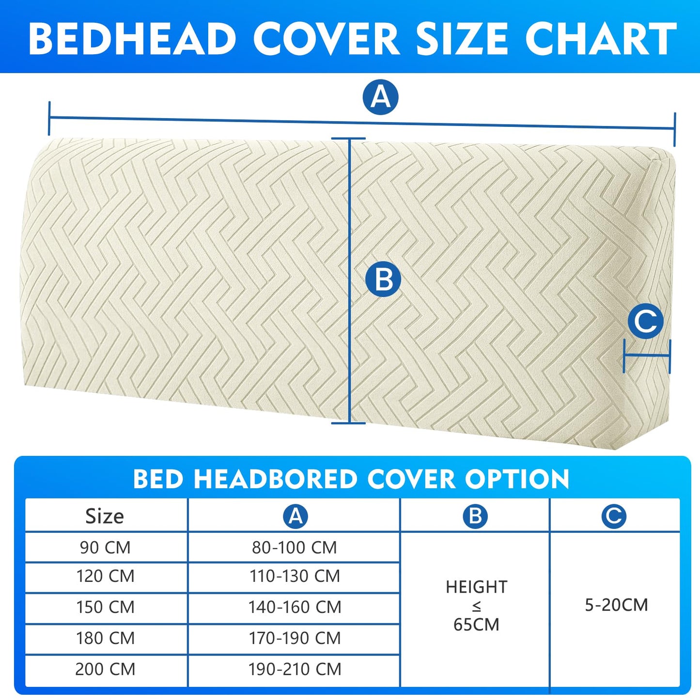 CYCMACO Elastic Bed Headboard Cover, 90 cm, Soft Stretch Bed Headboard Cover, Dustproof Bed Headboard Covers, Modern Bed Headboard Cover, Universal