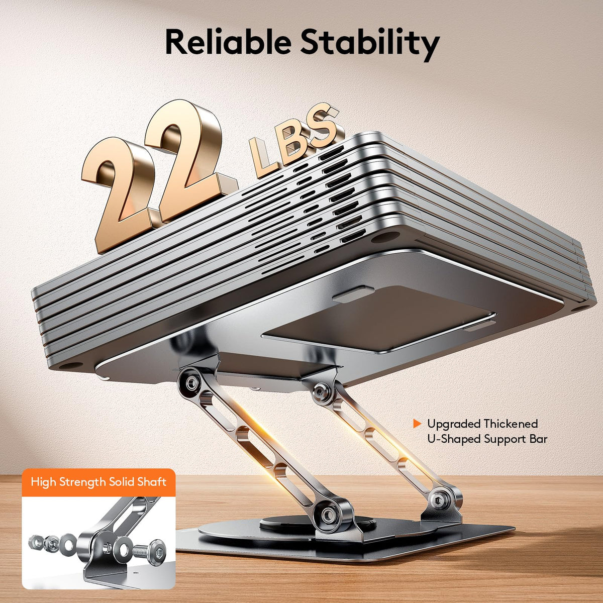 TECKNET Adjustable Laptop Stand for Desk 360° Rotating Ergonomic (Silver)