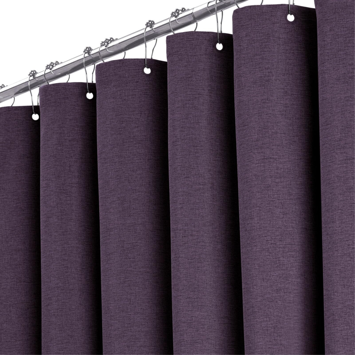 BTTN Purple Linen Shower Curtain, Modern Mildew Resistant Textured Fabric, Waterproof Polyester for Bathroom, Weighted Hem, Durable and Washable,