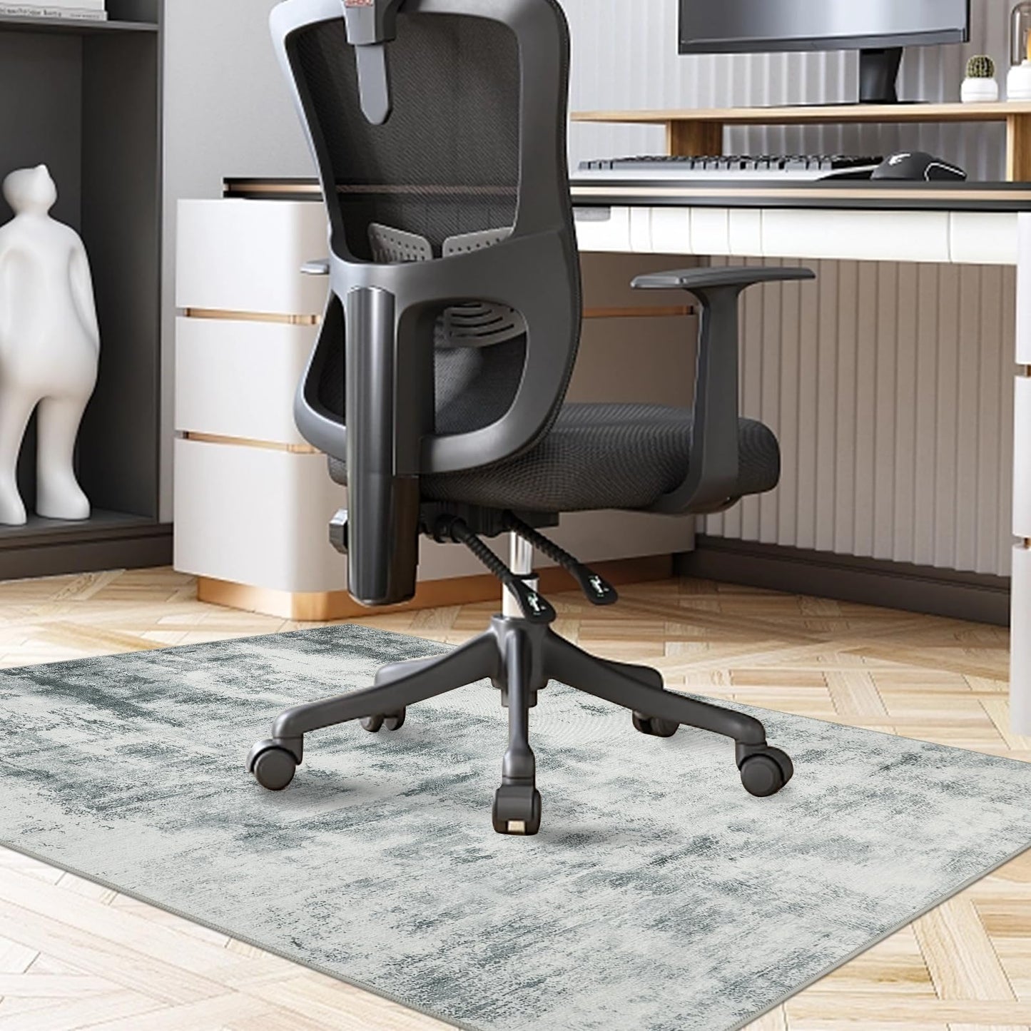 Famibay Office Chair Mat for Hard Floor 90x120cm Grey Chair Floor Protection Mat Rubber Computer Desk Chair Mat Hard Floor Protector for Home Office