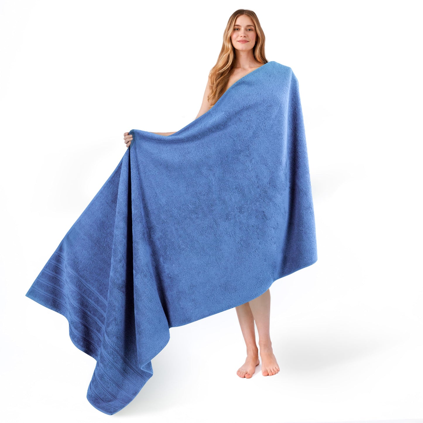 American Soft Linen Jumbo Large Bath Towels, 100% Cotton, 35 x 70 cm, Luxury Oversized Turkish Bath Towel for Bath, Beach and Pool, Electric Blue