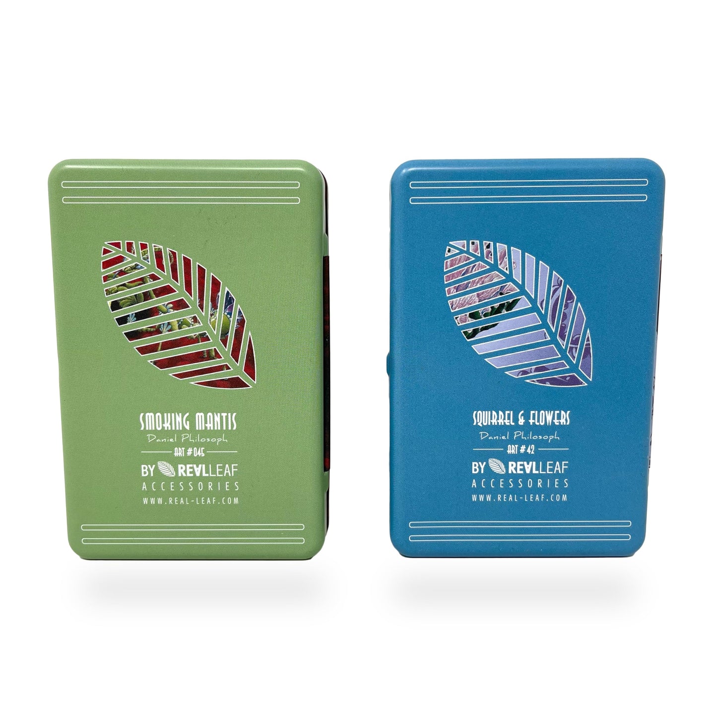 Rigasz Pack of 2 Mini Metal Tin Boxes with Lids, 100 x 65 x 20 mm. Beautiful art designs suitable for small items and various craft projects