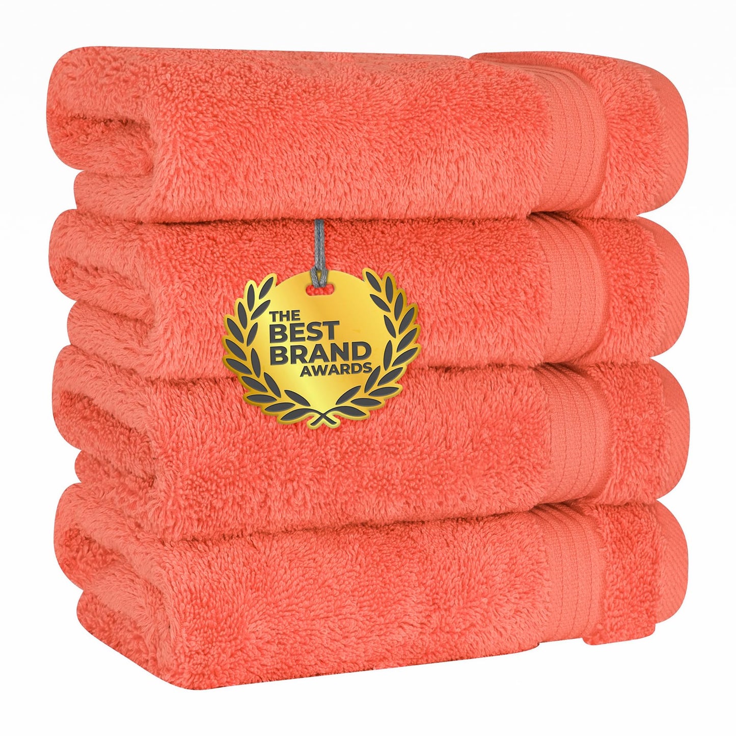 Cotton Paradise Hand Towels for Bathroom, 100% Cotton Turkish 4 Piece Hand Towel Set, Soft Absorbent Face Towels Clearance Set, Coral Hand Towels