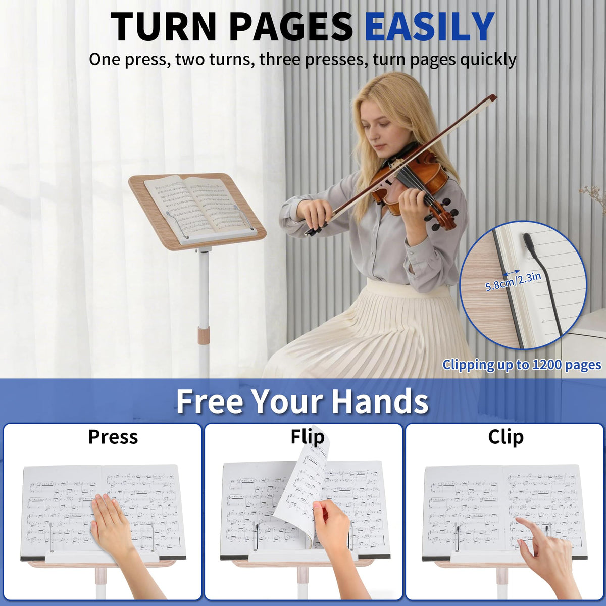 OUUTMEE Height Adjustable 50 to170CM Standing Reading Stand with Foldable