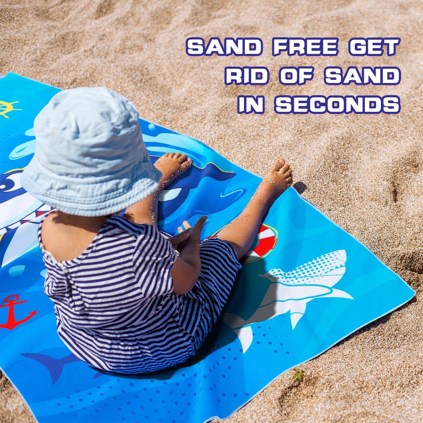 WERNNSAI Shark Microfibre Beach Towel for Kids, 76 x 150cm Bath Towel
